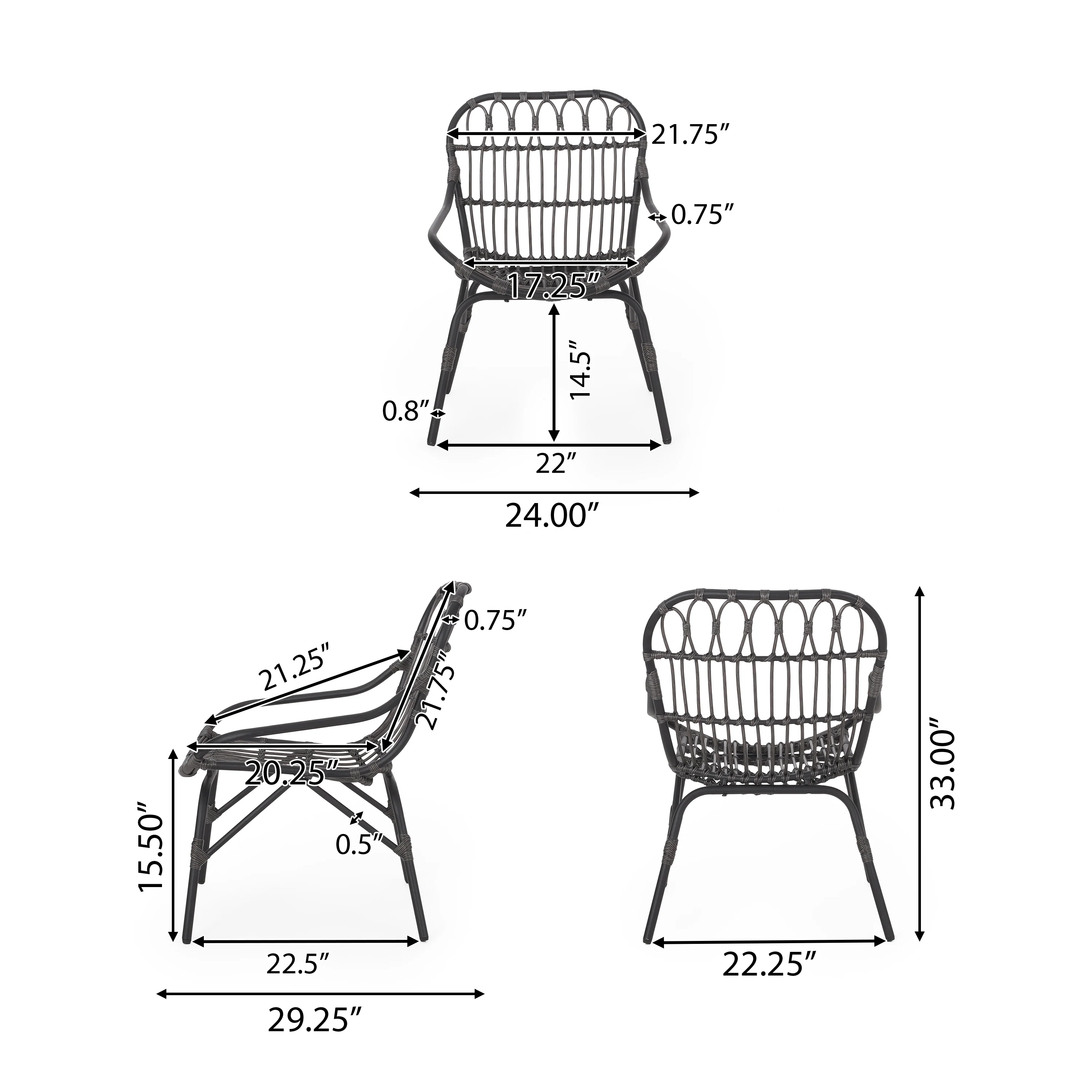 Barrister Outdoor Wicker Accent Chairs, Set of 2 - furnishings