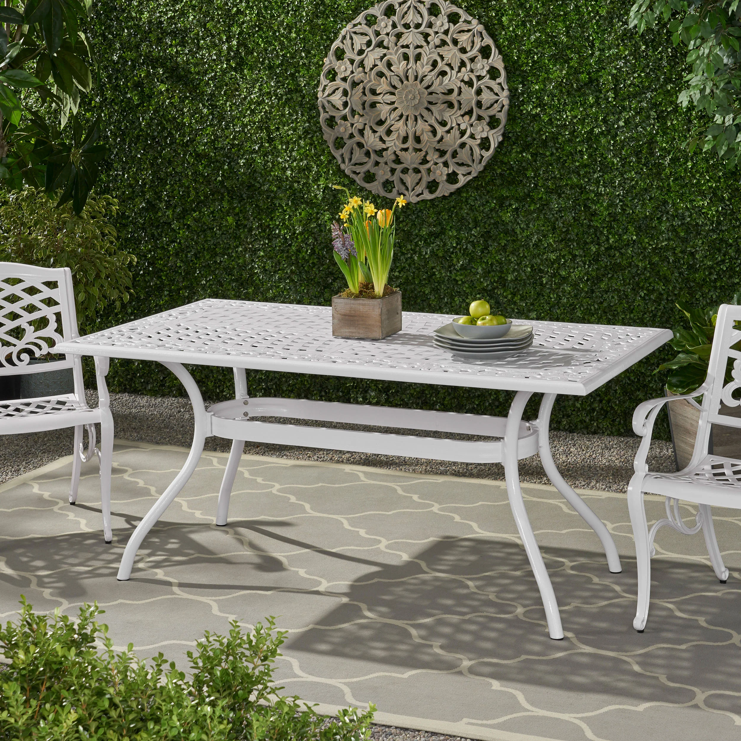 Honolulu Traditional Outdoor Aluminum Rectangular Dining Table - furnishings