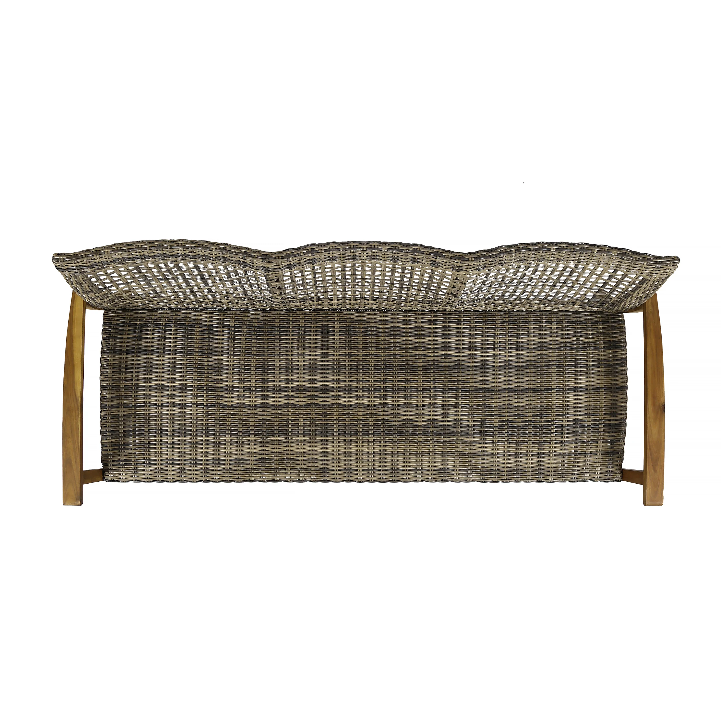Beacher Belloc Outdoor Wood and Wicker Sofa and Coffee Table Set - furnishings
