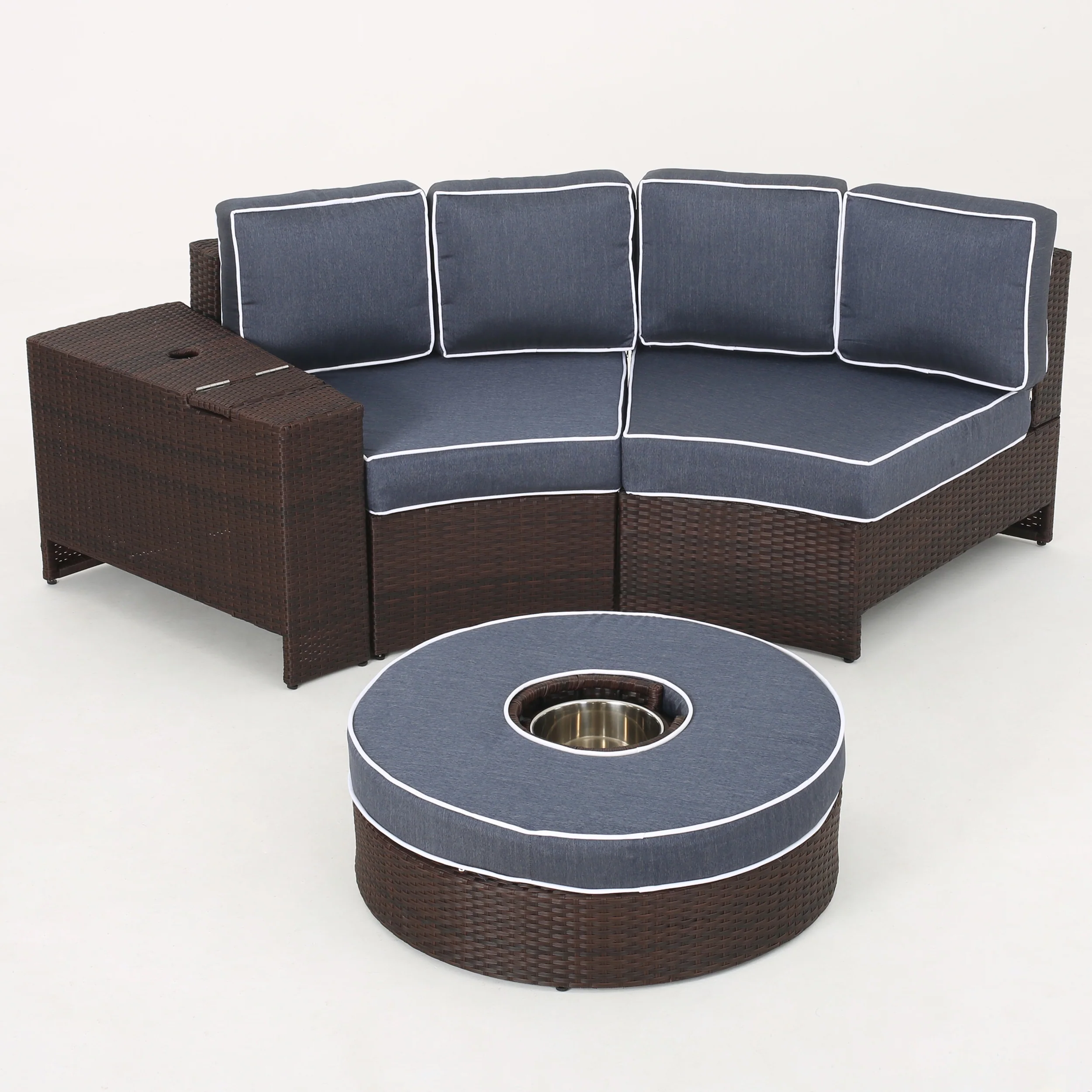 Riviera 4pc Outdoor Chat Set w/ Storage Trunk & Ice Bucket - furnishings