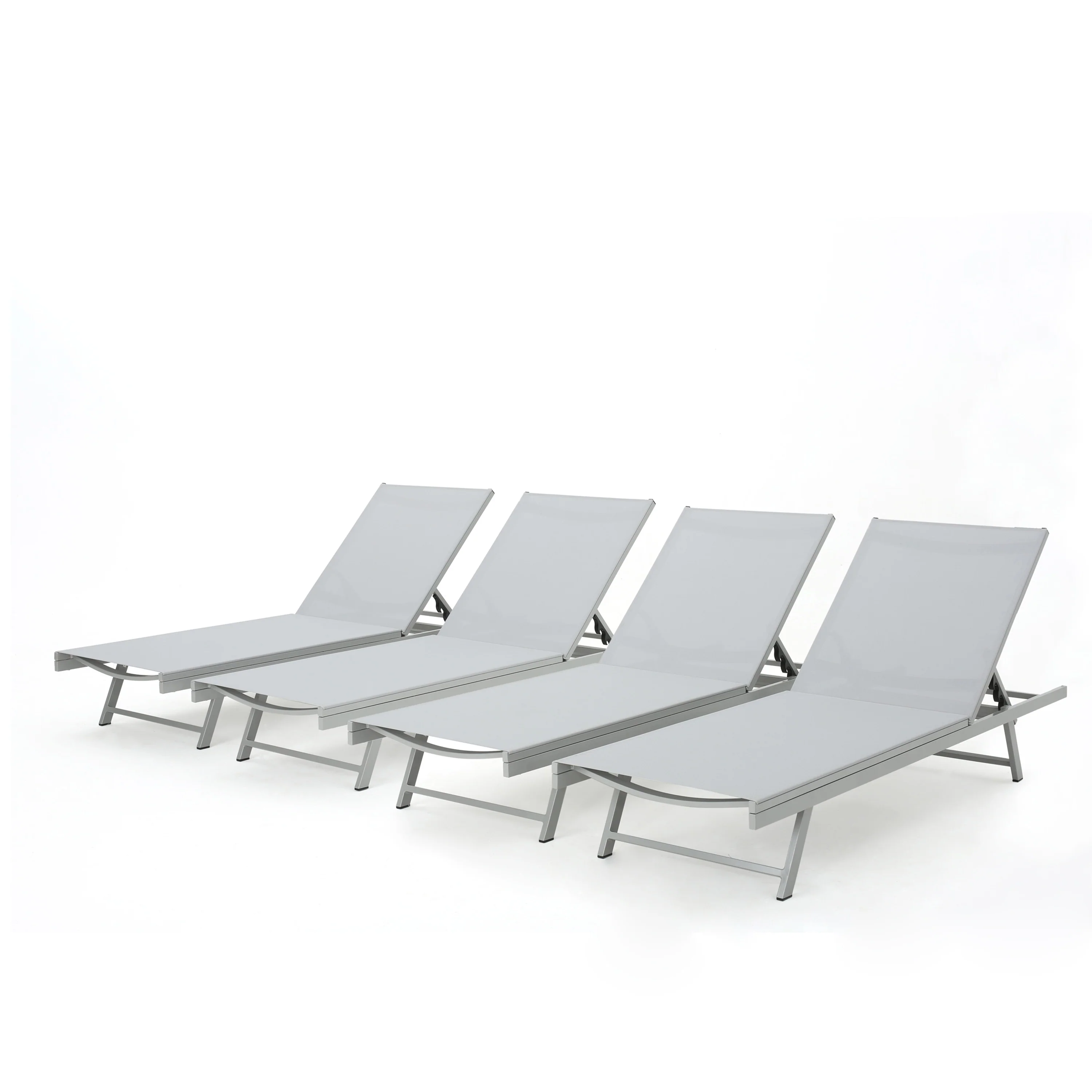 Holm Outdoor Gray Mesh Chaise Lounge with Aluminum Frame - furnishings