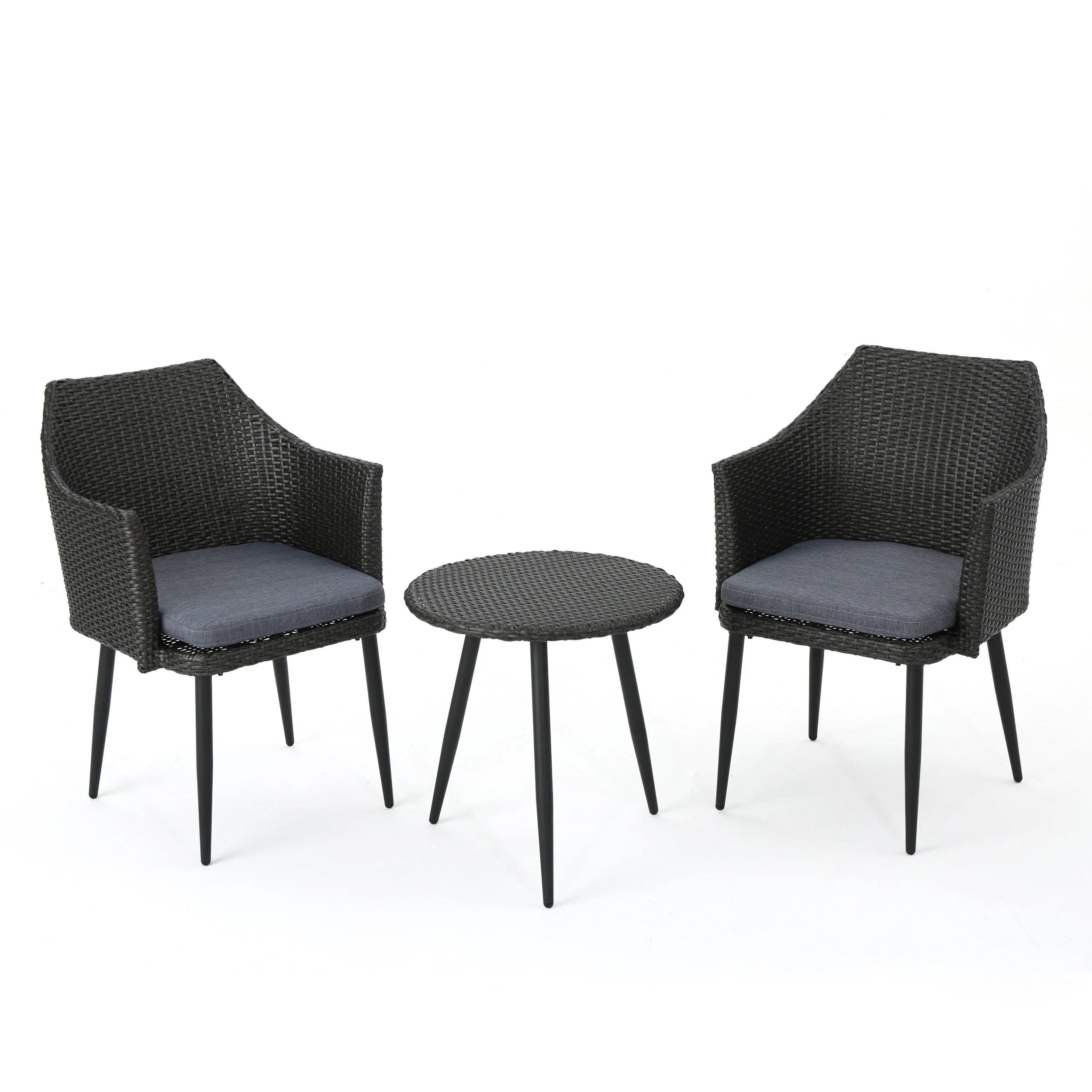 Ibiza Outdoor 3 Piece Wicker Chat Set with Water Resistant Cushions - furnishings