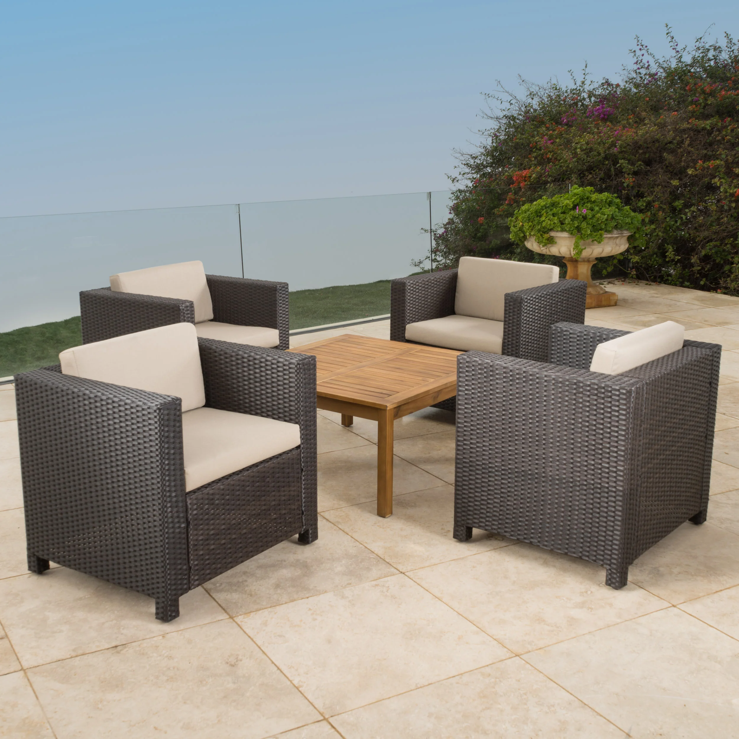 Venice 4-Seater Outdoor Chat Set with Coffee Table - furnishings