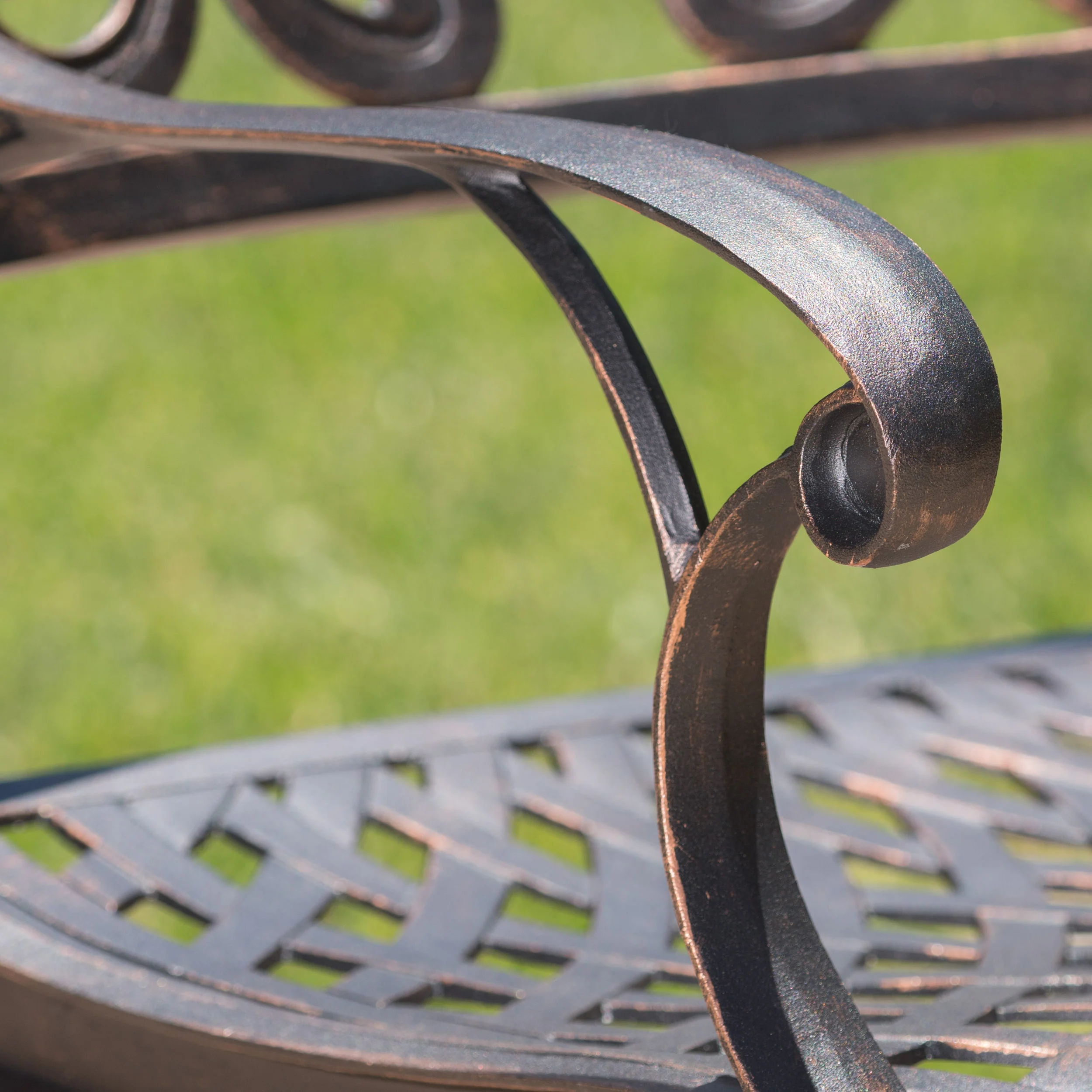 Carlton Outdoor Cast Aluminum Dining Chairs (Set of 2), Patina Copper - furnishings
