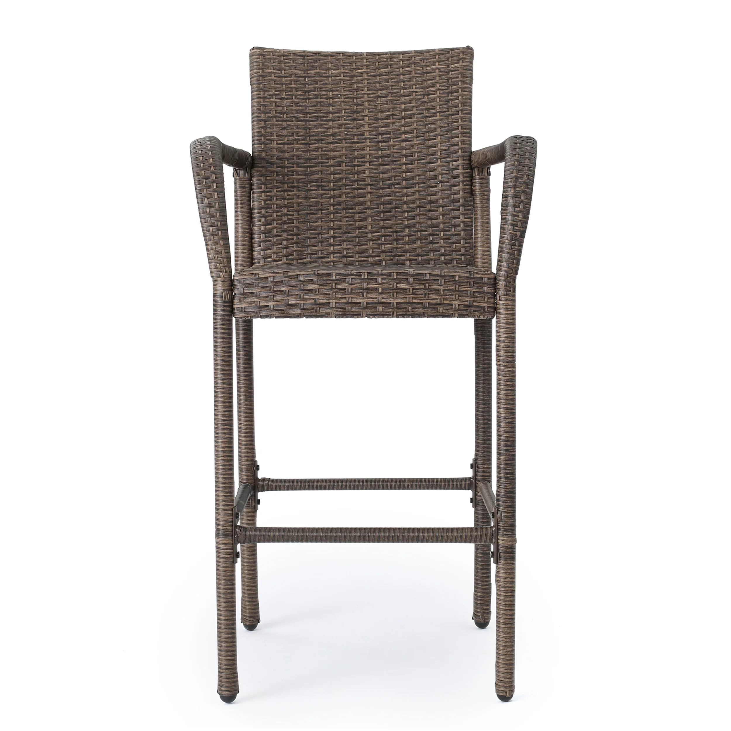 Conquista 30-Inch Outdoor Mix Mocha Wicker Barstool - furnishings