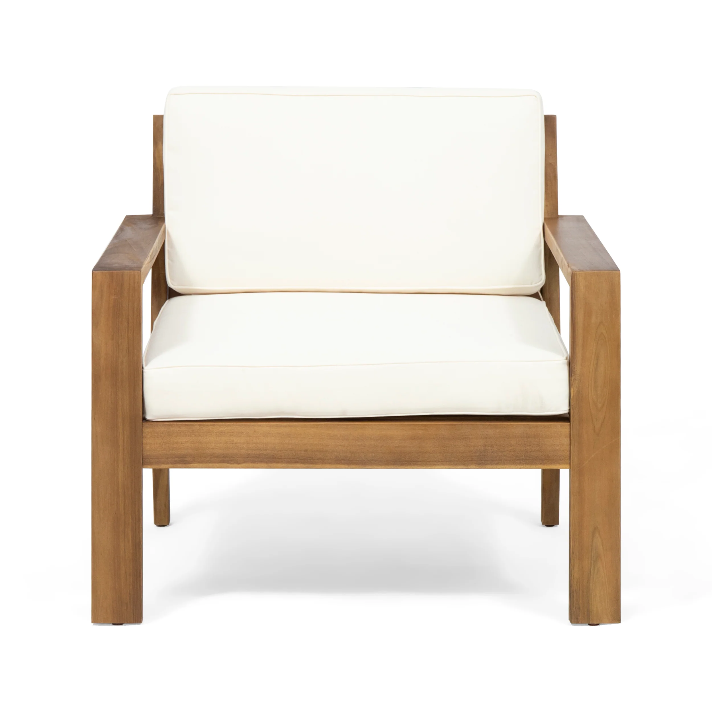 Ben Outdoor Acacia Wood Club Chairs with Cushions (Set of 2), Teak - furnishings