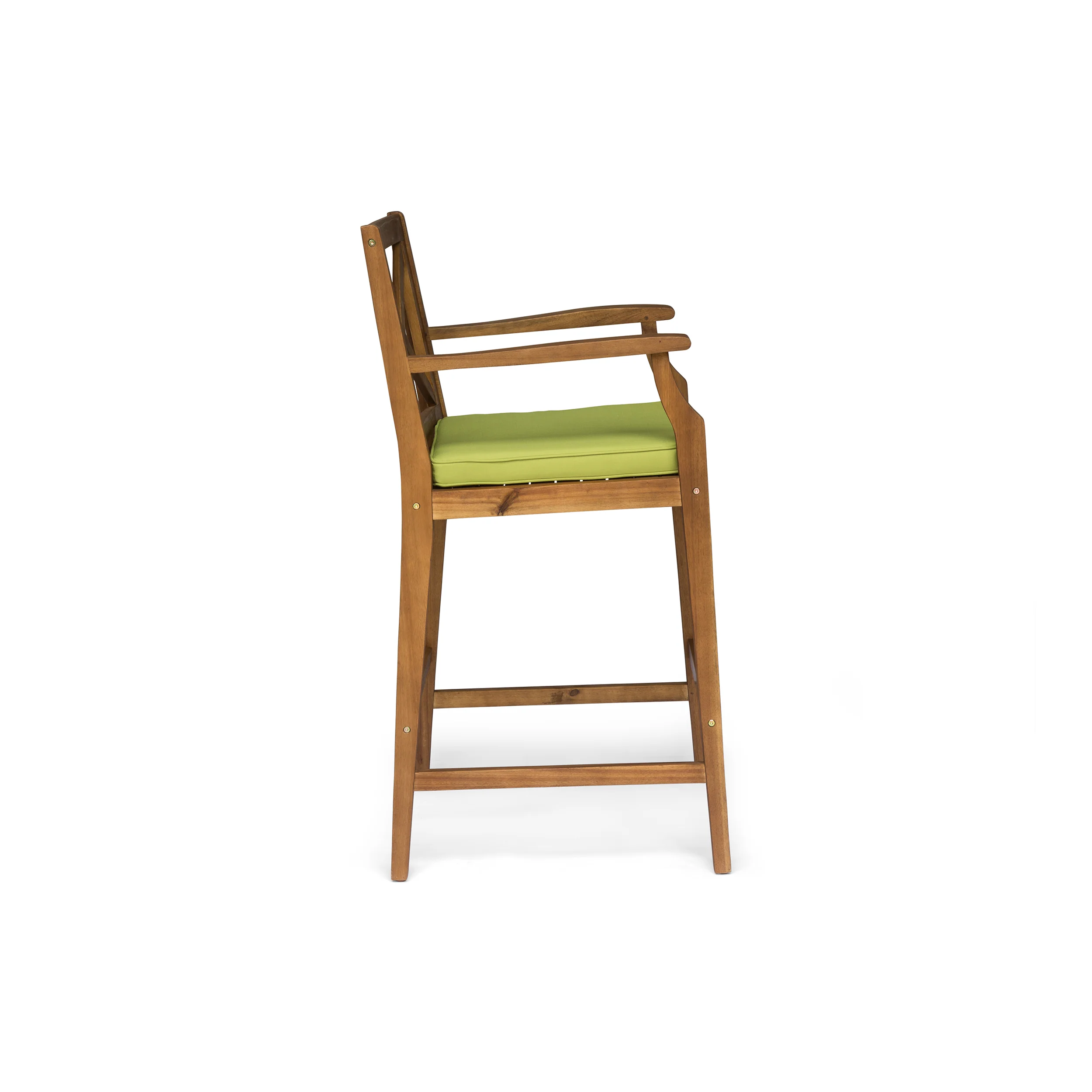 Doric Outdoor Rustic Acacia Wood Barstools with Cushions (Set of 4) - furnishings