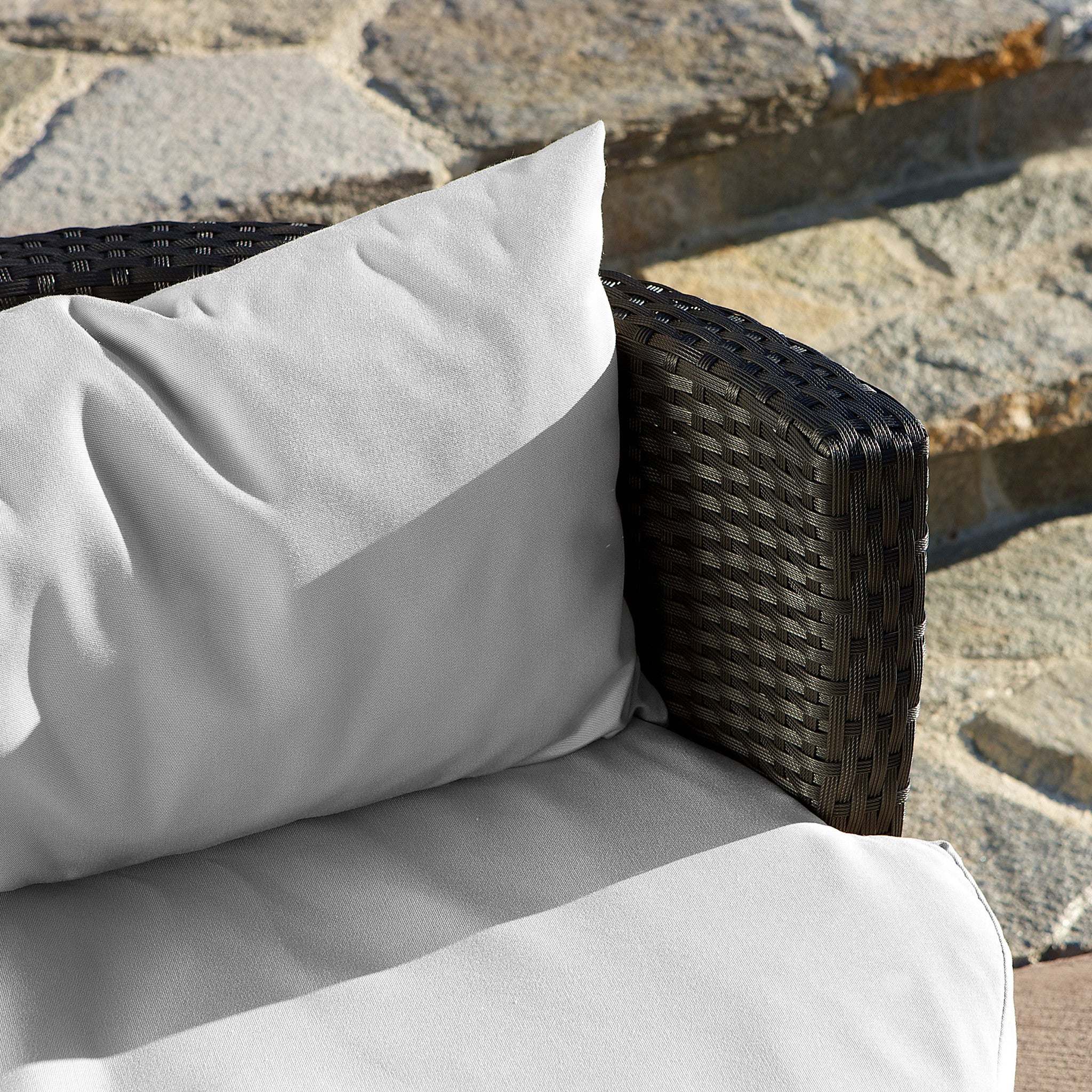 Pattaya 3pc Outdoor Black Wicker Chat Set - furnishings