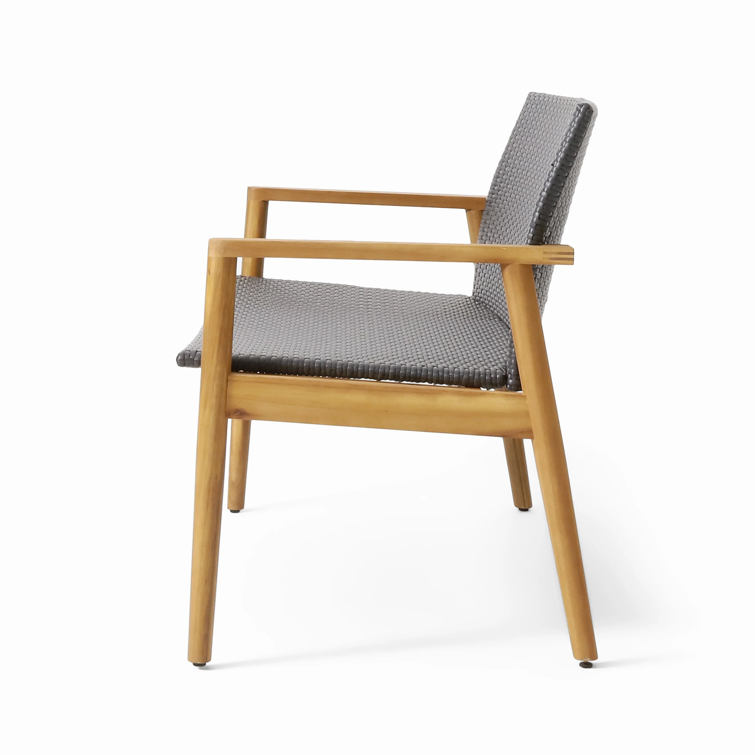 Alamosa Outdoor Wicker and Acacia Wood 4 Seater Chat , Gray and Teak - furnishings