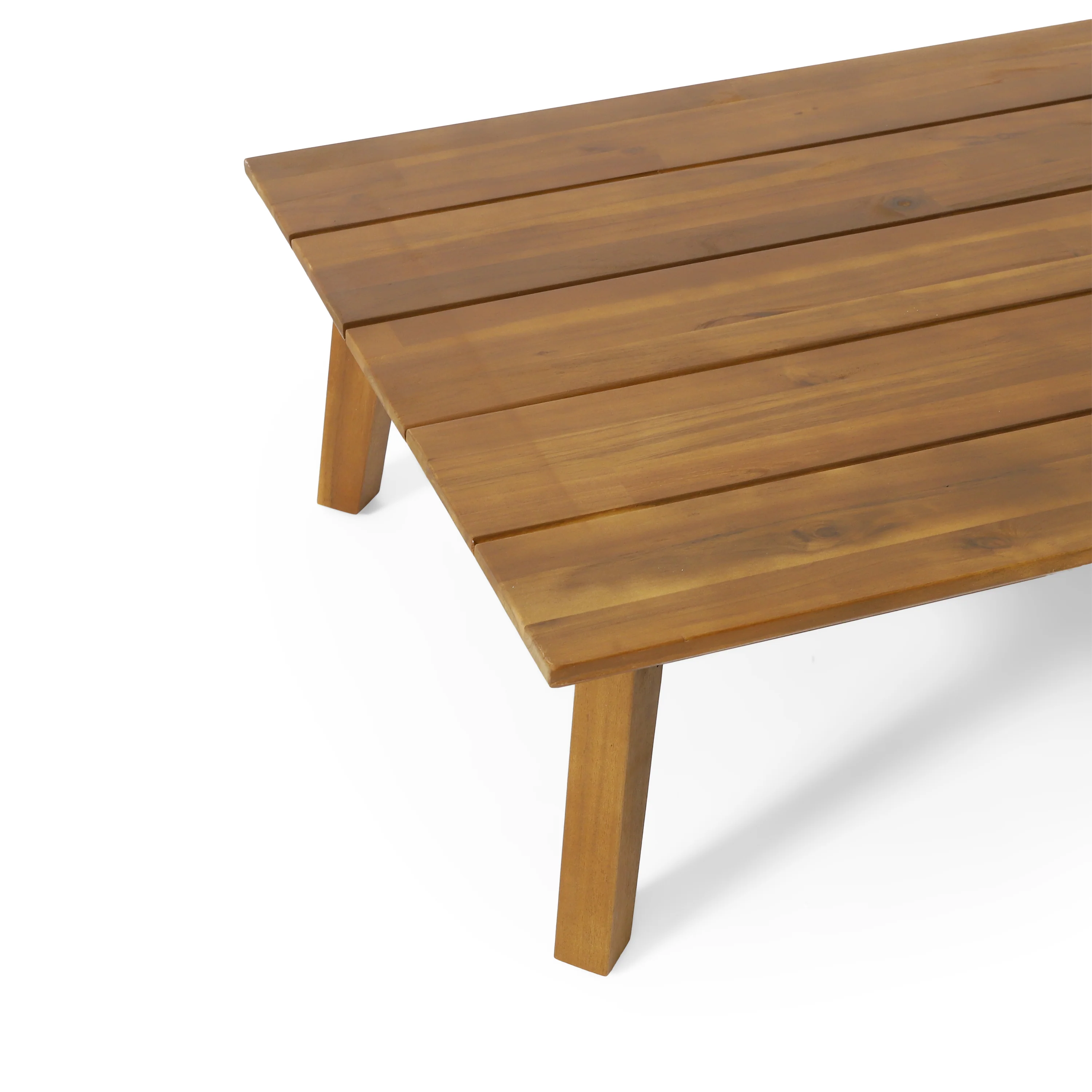Brooklyn Outdoor Acacia Wood 3 Seater Sofa Chat Set with Ottoman, Teak and Beige - furnishings