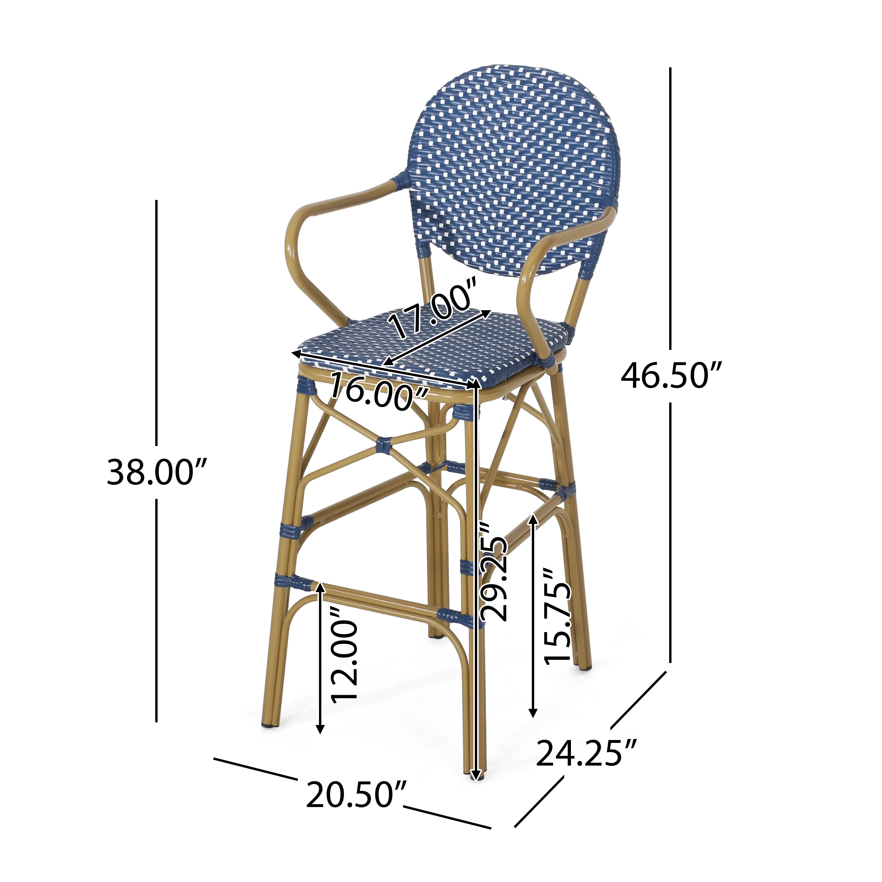 Danberry Outdoor Wicker and Aluminum 29.5 Inch French Barstools, Set of 4 - furnishings