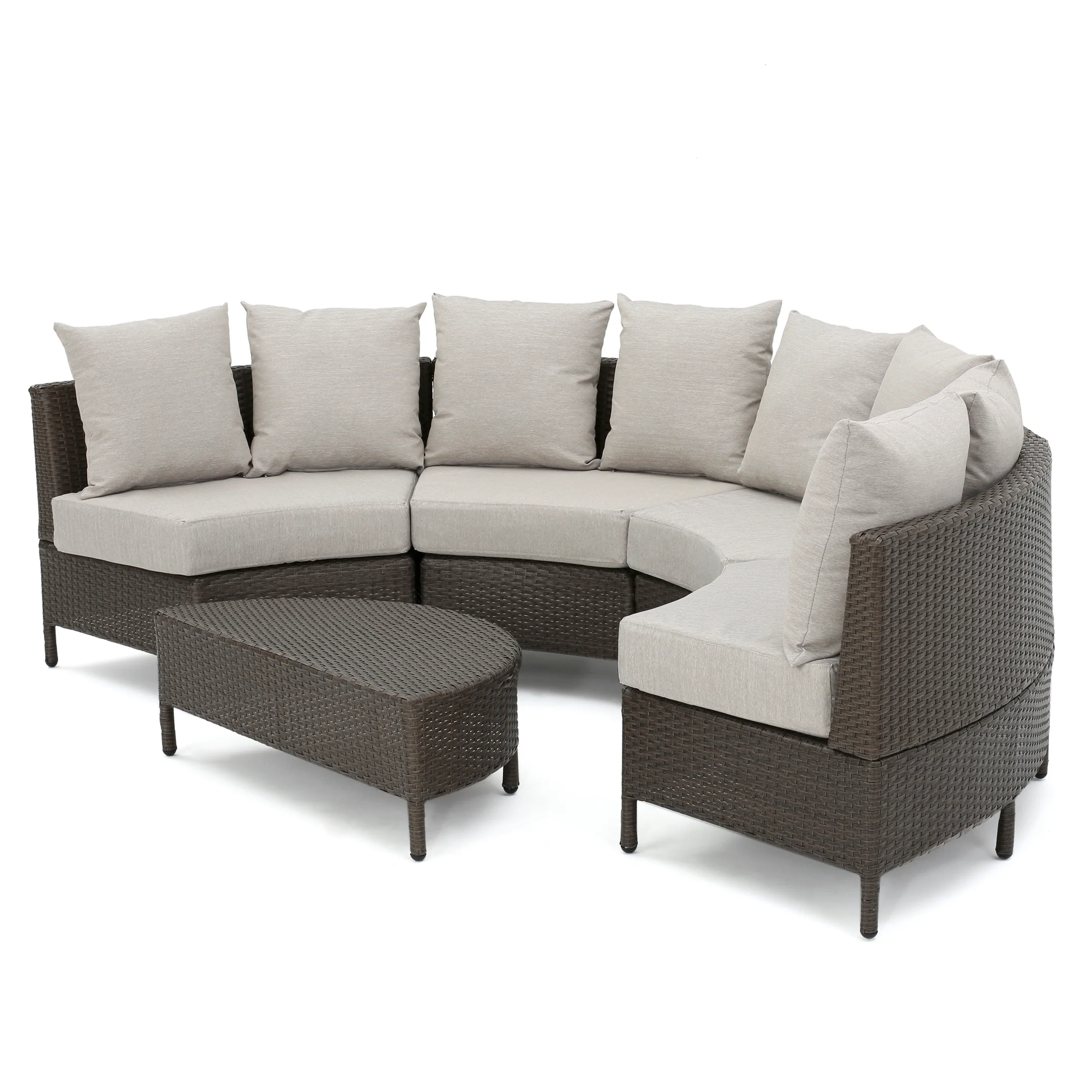 Alacati Outdoor 5-Piece Wicker Sofa Set with Water Resistant Cushions - furnishings