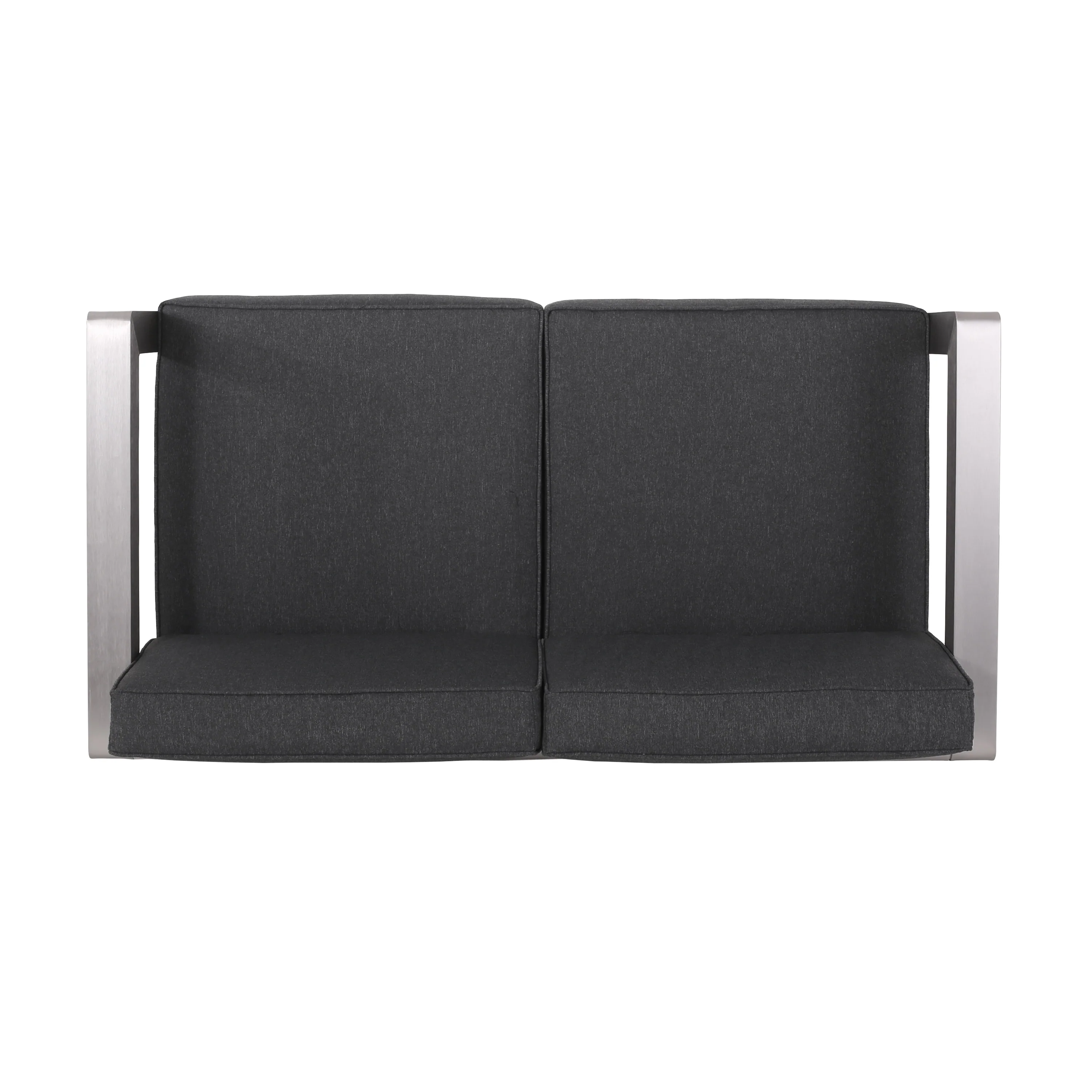 Alec Outdoor Aluminum Loveseat and Tempered Glass-Topped Coffee Table, Silver and Gray - furnishings