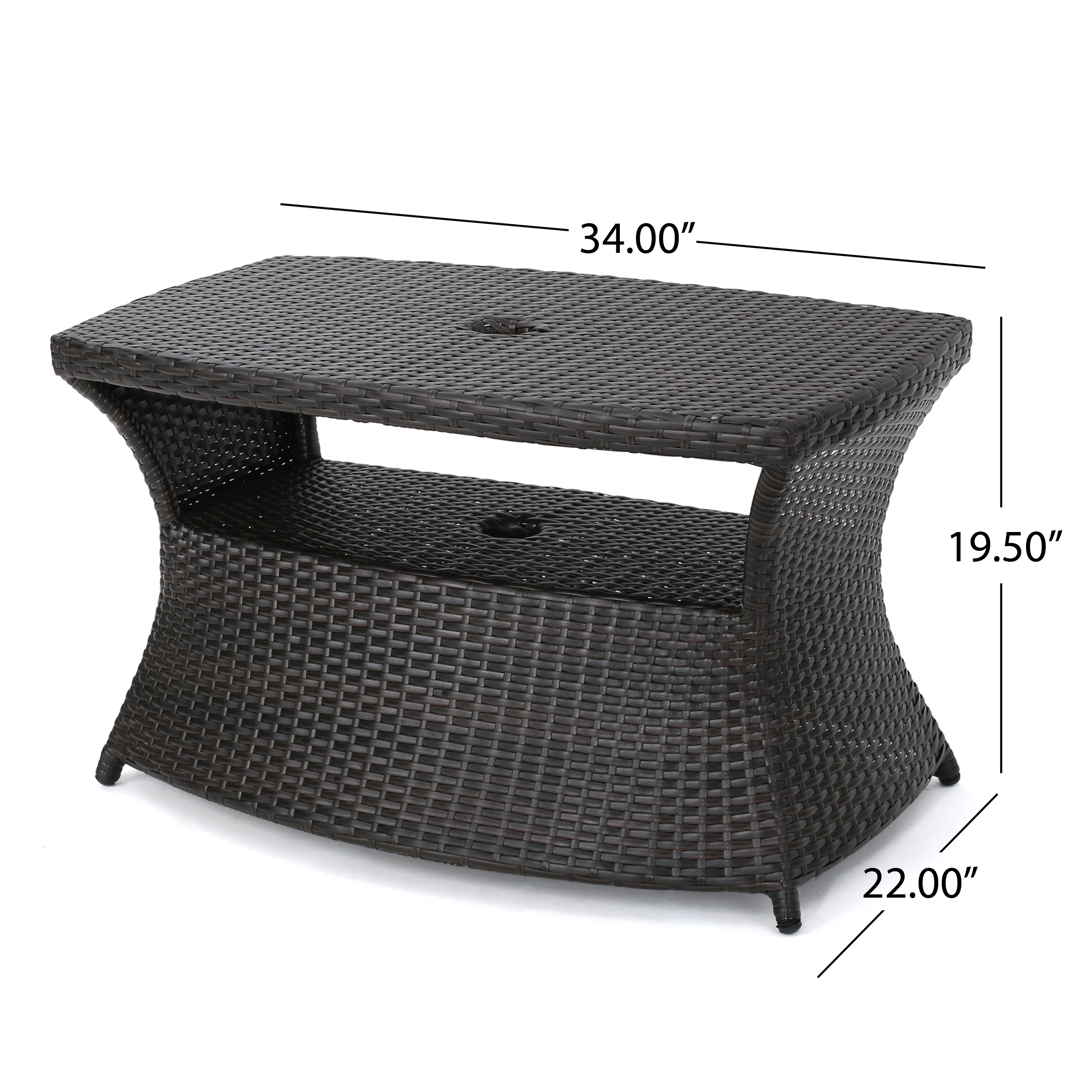 Lakeport Outdoor 3 Piece Mutlibrown Wicker Chaise Lounge Set with Table - furnishings