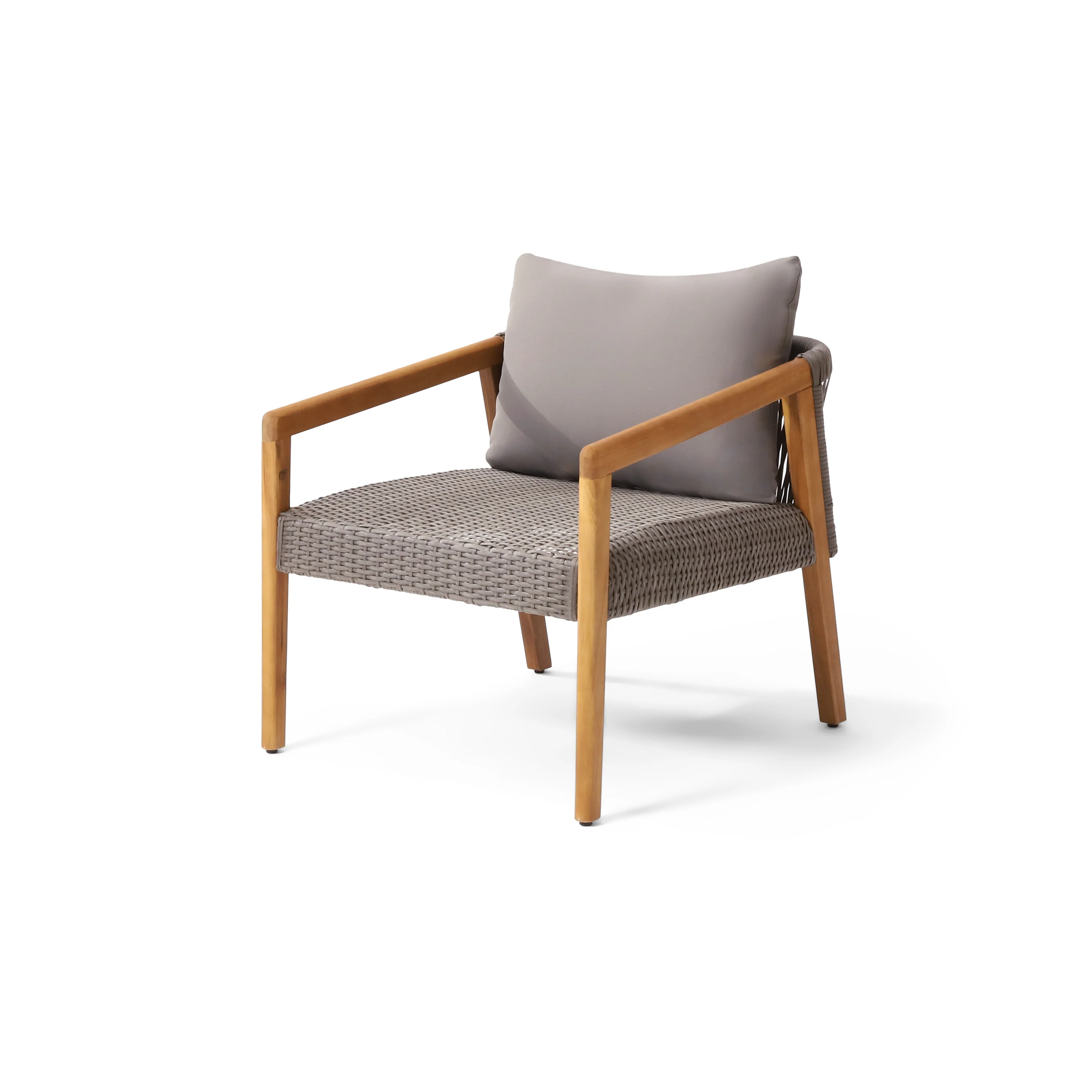 Breck Outdoor Acacia Wood and Wicker Club Chair - furnishings