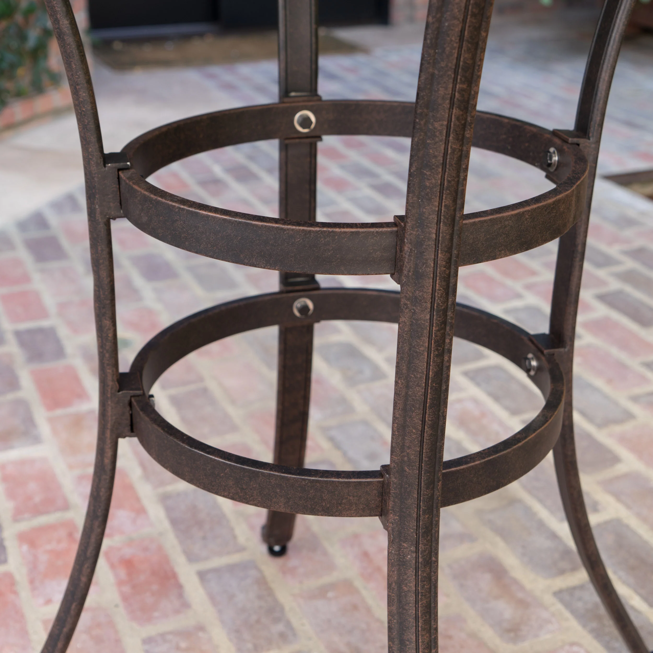 Calandra Outdoor 37 Inch Bronze Cast Aluminum Round Bar Table - furnishings