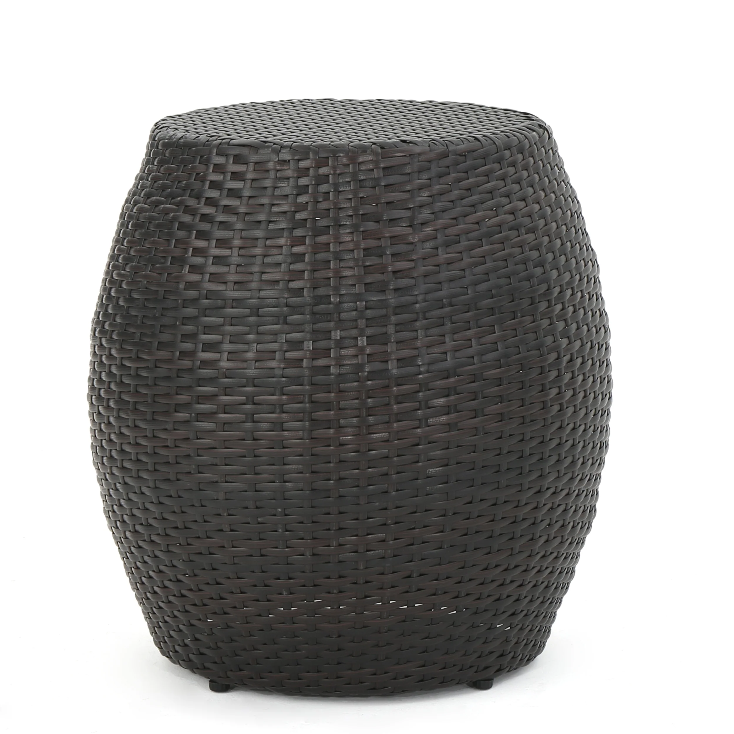 Eileen Outdoor 3-Piece Multi-Brown Wicker Chat Set with Stacking Chairs - furnishings