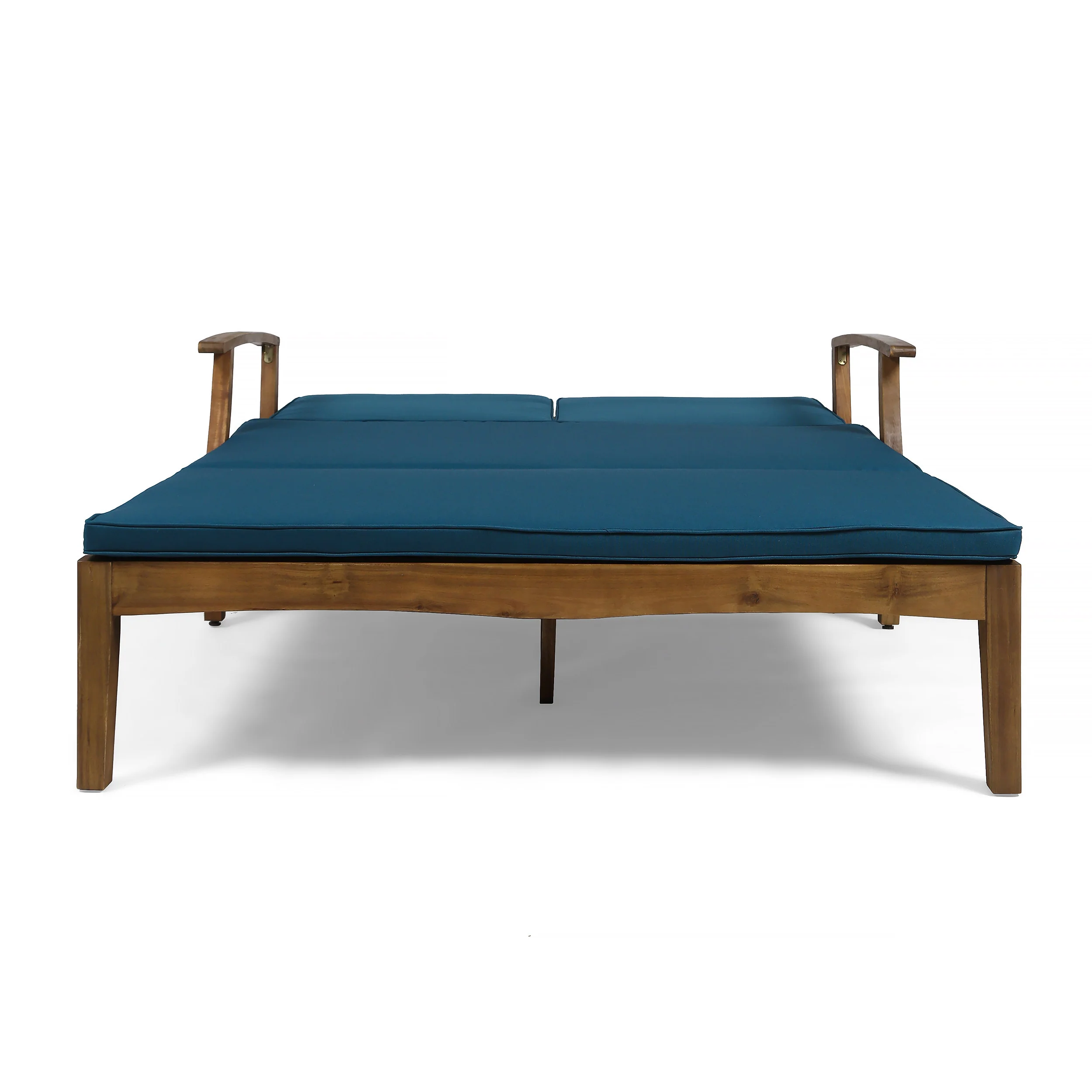 Samantha Double Chaise Lounge for Yard and Patio, Acacia Wood Frame - furnishings