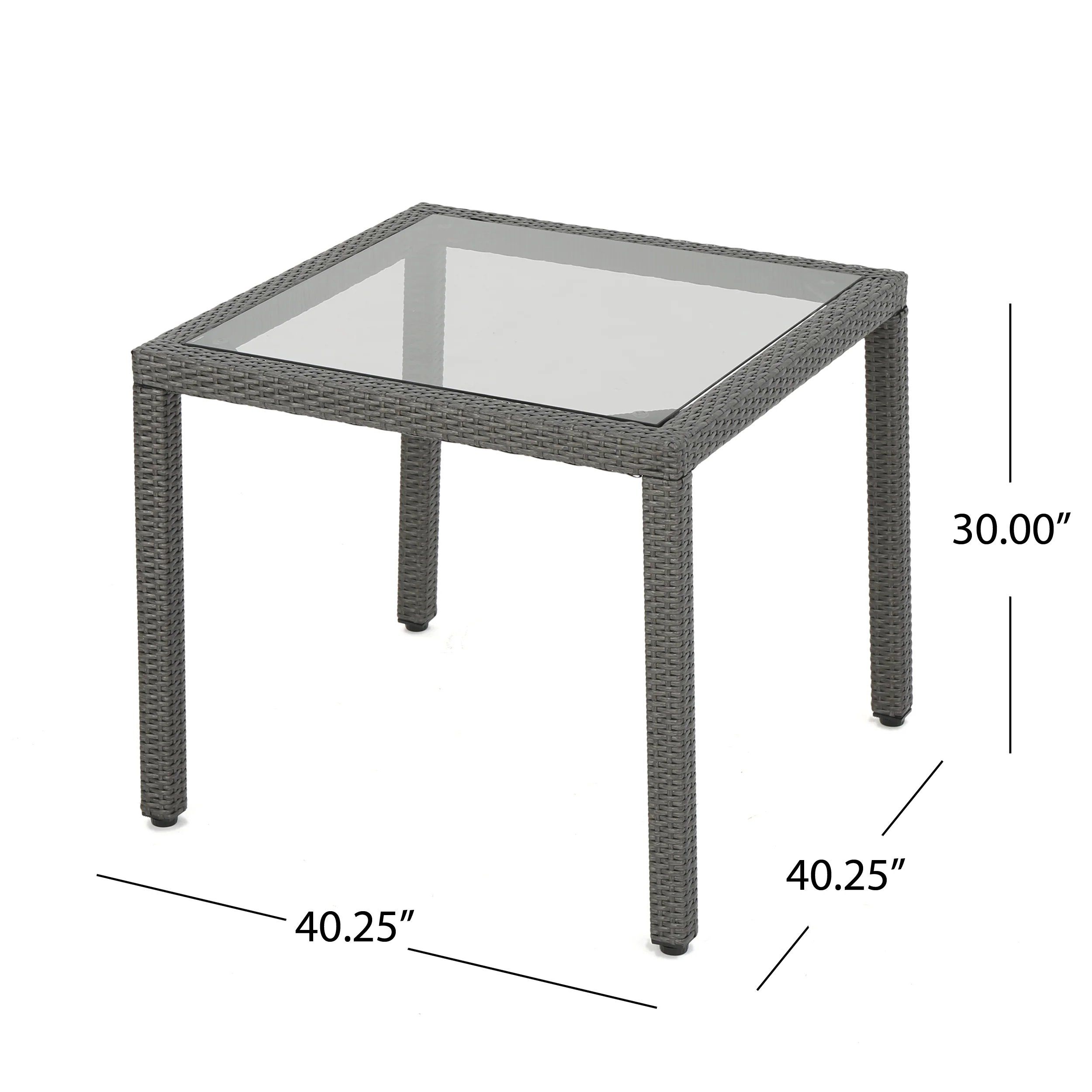 San Tropez Outdoor Wicker Dining Table with Glass Top - furnishings