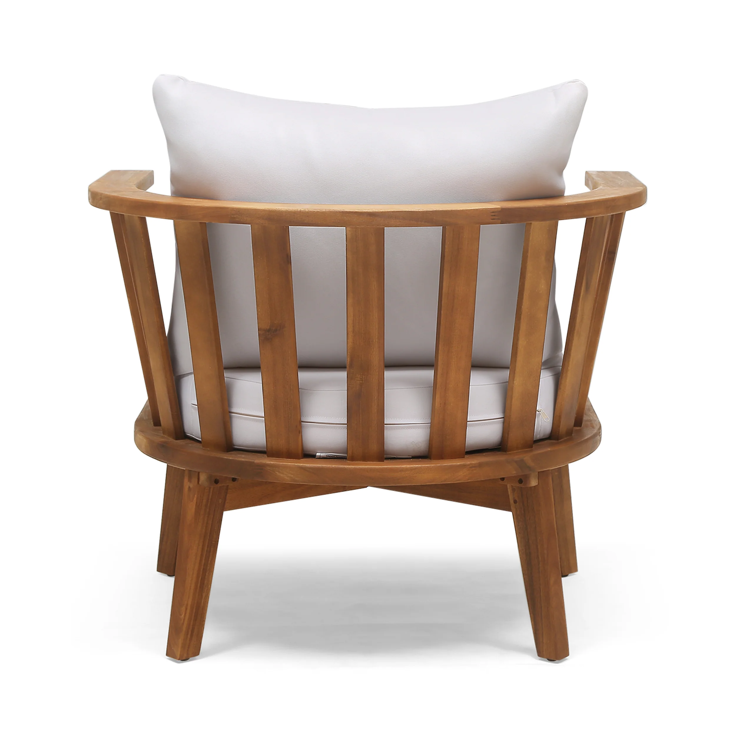 Dean Outdoor Wooden Club Chair with Cushions (Set of 2), White and Teak Finish - furnishings