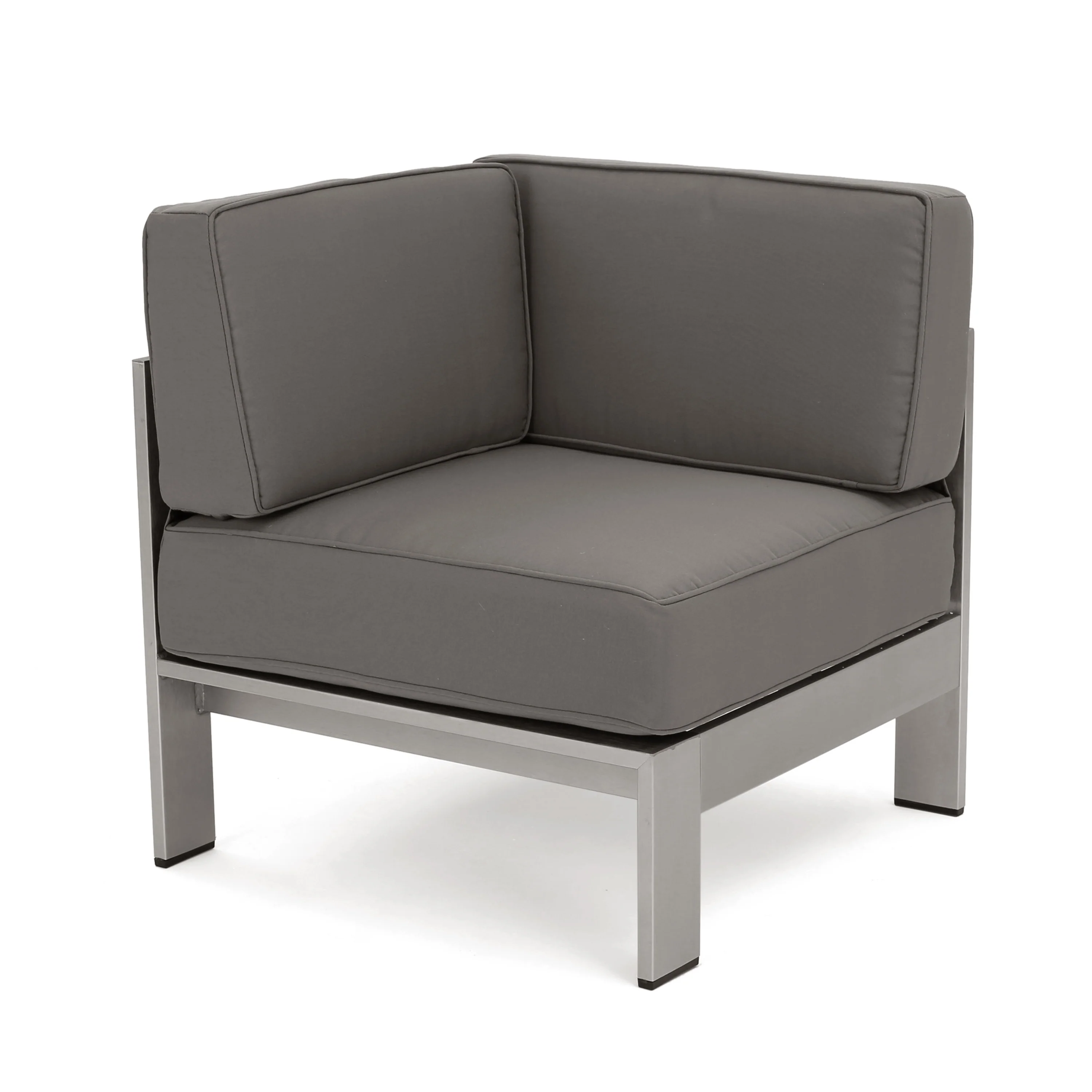 Denise Outdoor 9 Seater Aluminum U-Shaped Sofa Sectional and Fire Pit Set - furnishings