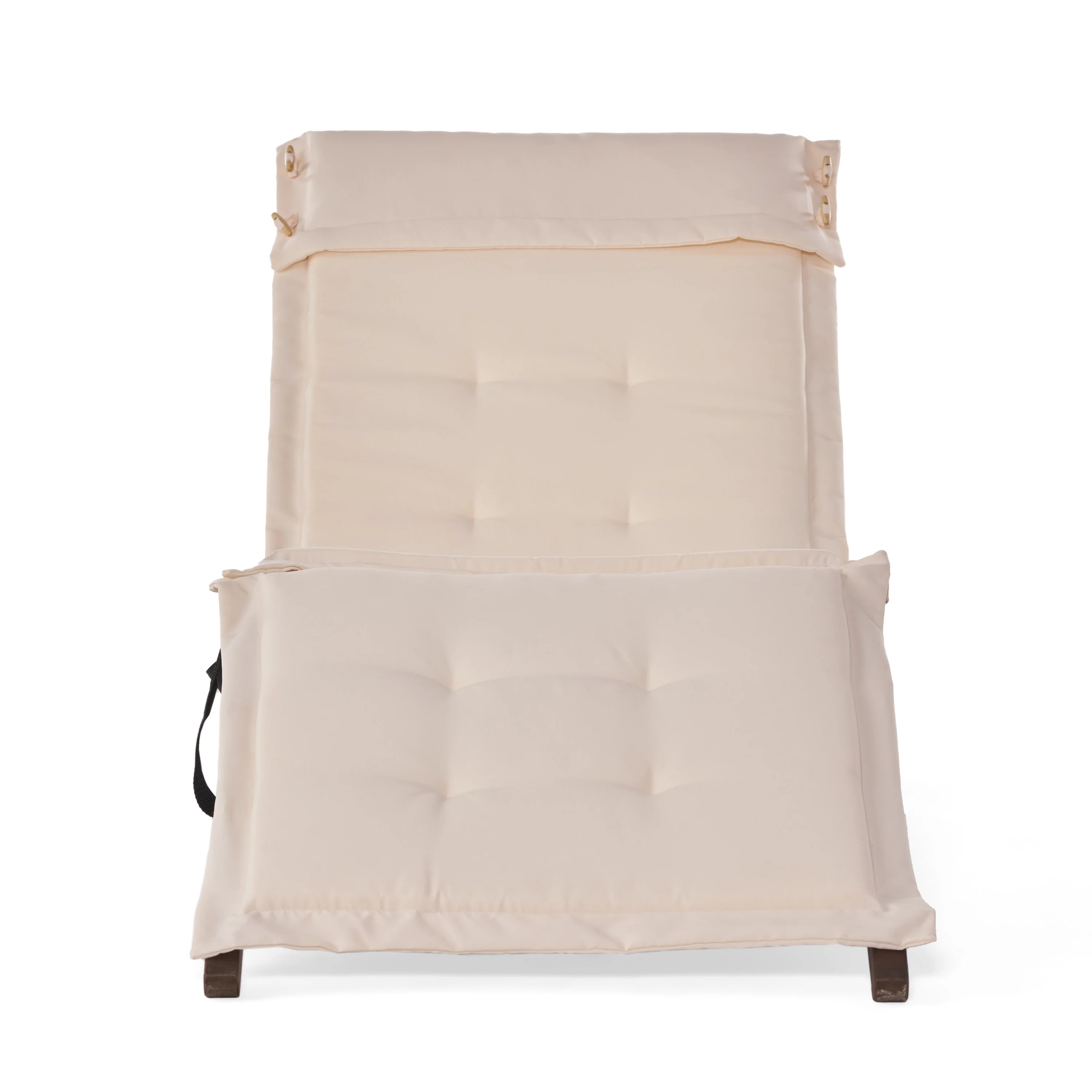 Midori Mahogany Wood Folding Chaise Lounger Chair w/ Cream Cushion - furnishings
