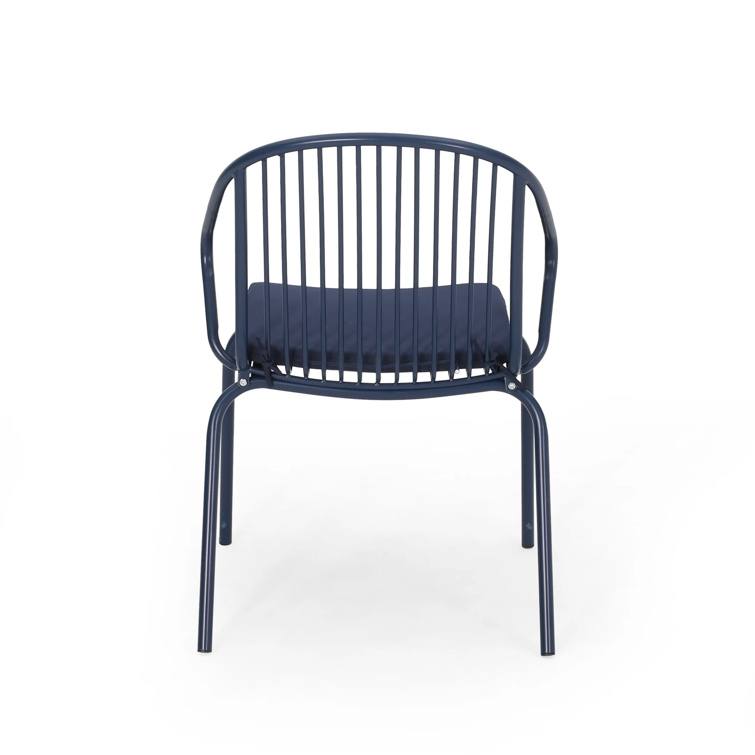 Emily Outdoor Modern Iron Club Chair with Cushion (Set of 2) - furnishings