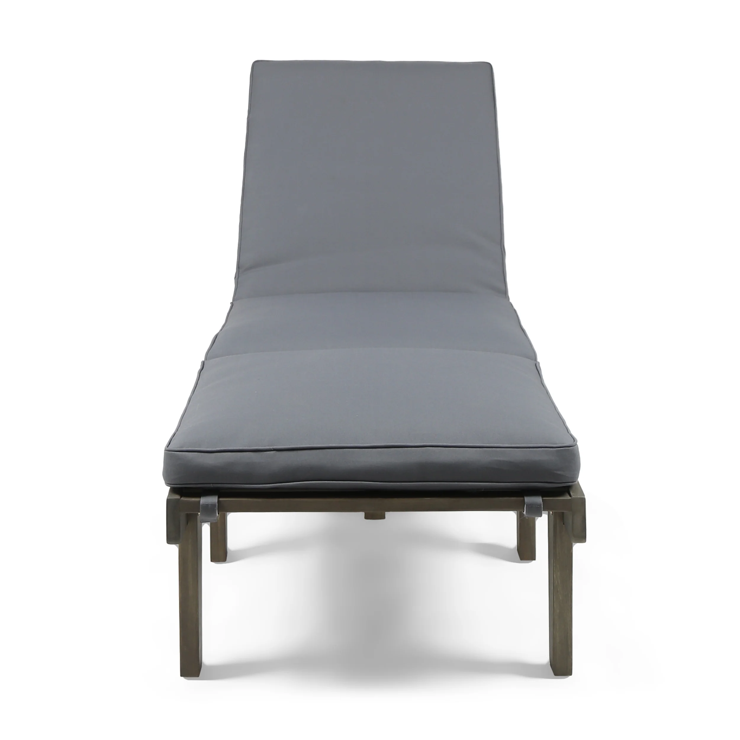 Alisa Outdoor Acacia Wood Chaise Lounge with Cushion, Gray and Dark Gray - furnishings