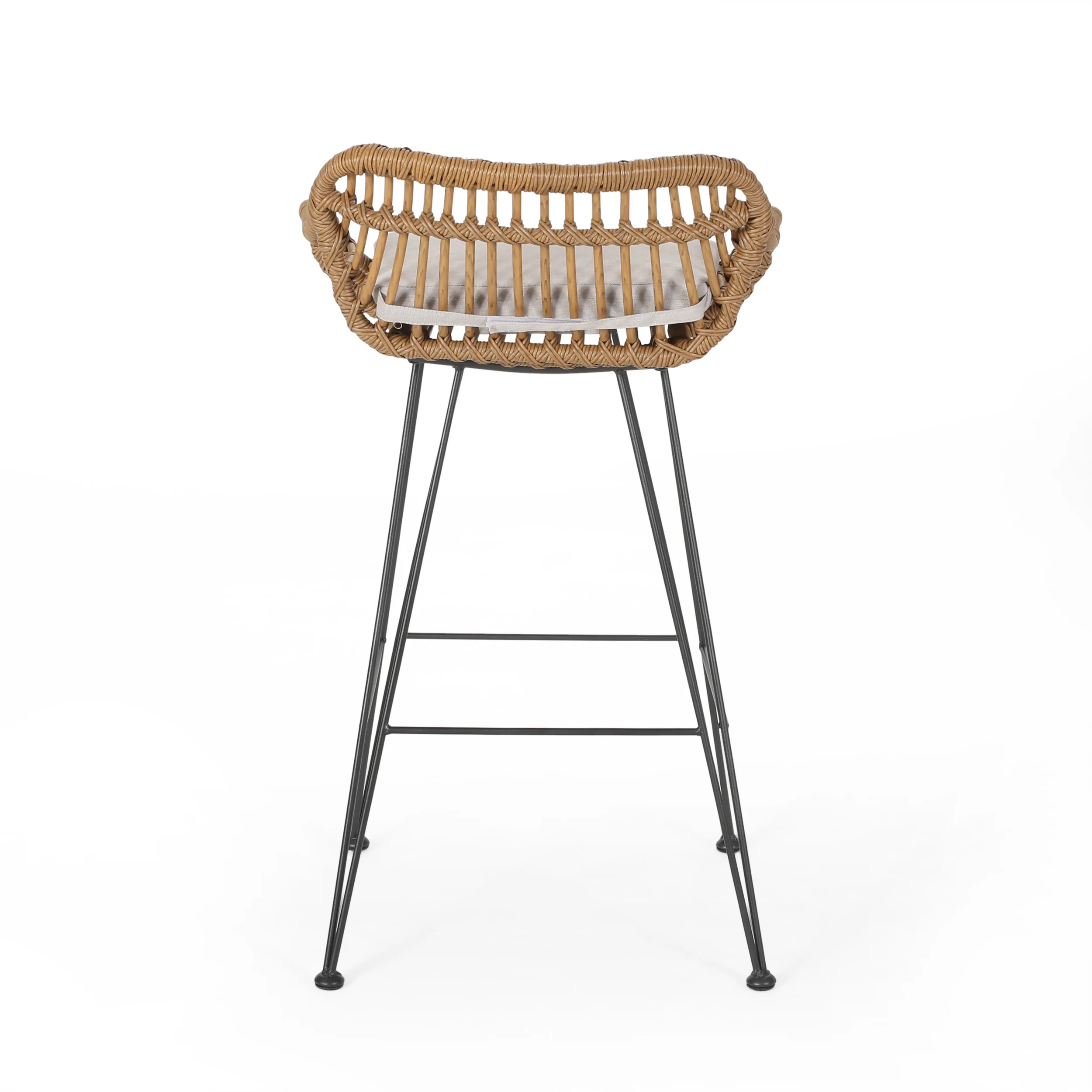 Lisa Outdoor Wicker Barstools with Cushions (Set of 2) - furnishings