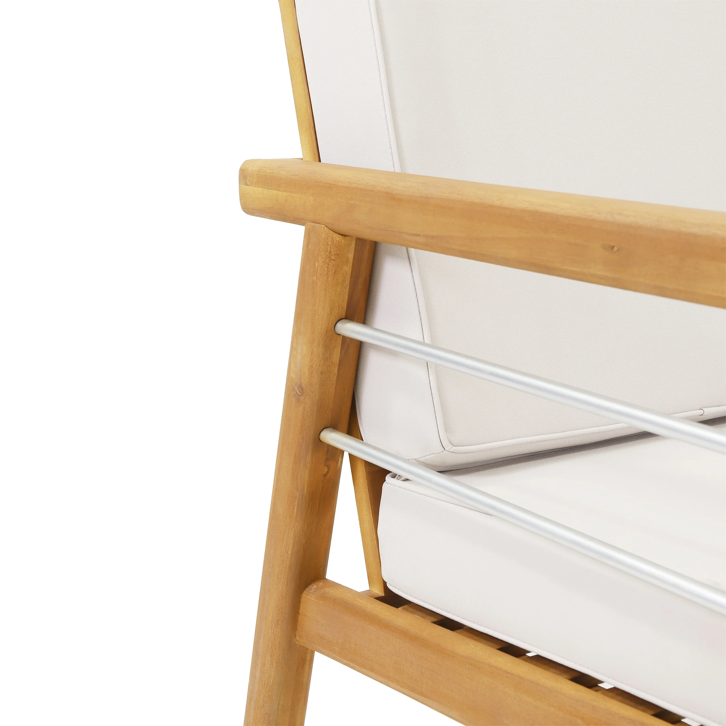 Lindsey Outdoor Acacia Wood Club Chair with Cushions, Teak and Beige - furnishings