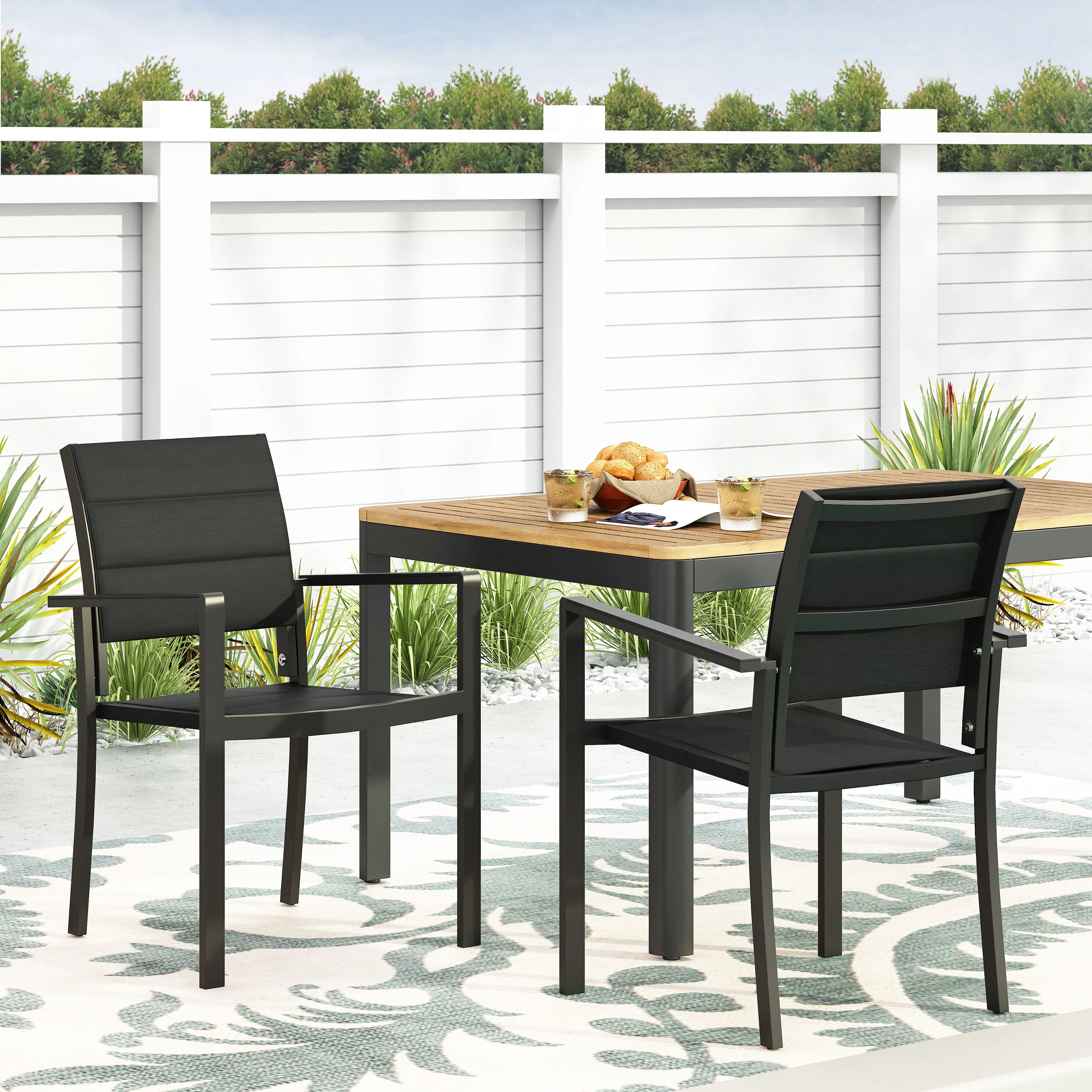 Curtisian Outdoor Mesh and Aluminum Dining Chairs - furnishings