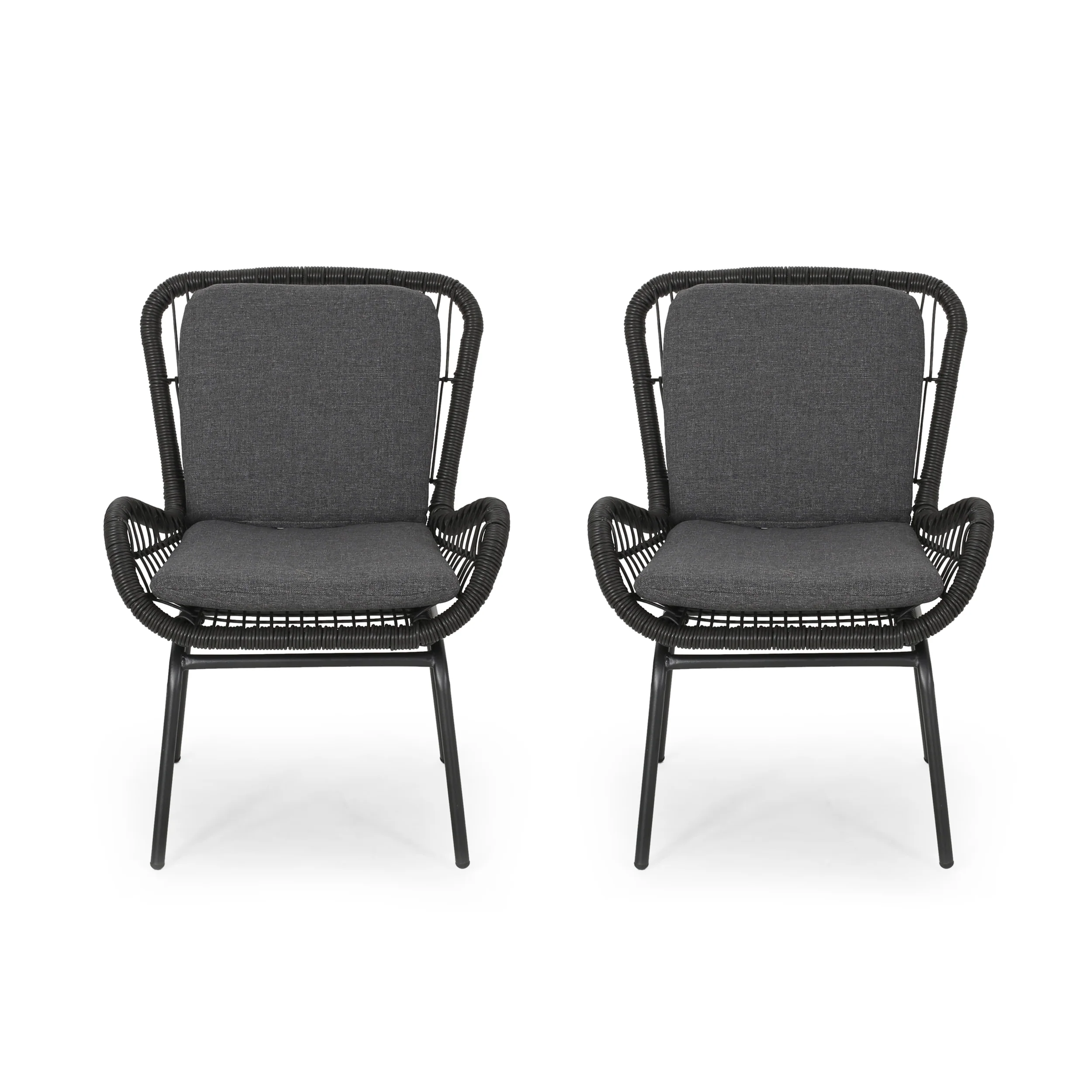 Averyrose Outdoor Wicker Club Chair with Cushions (Set of 2) - furnishings
