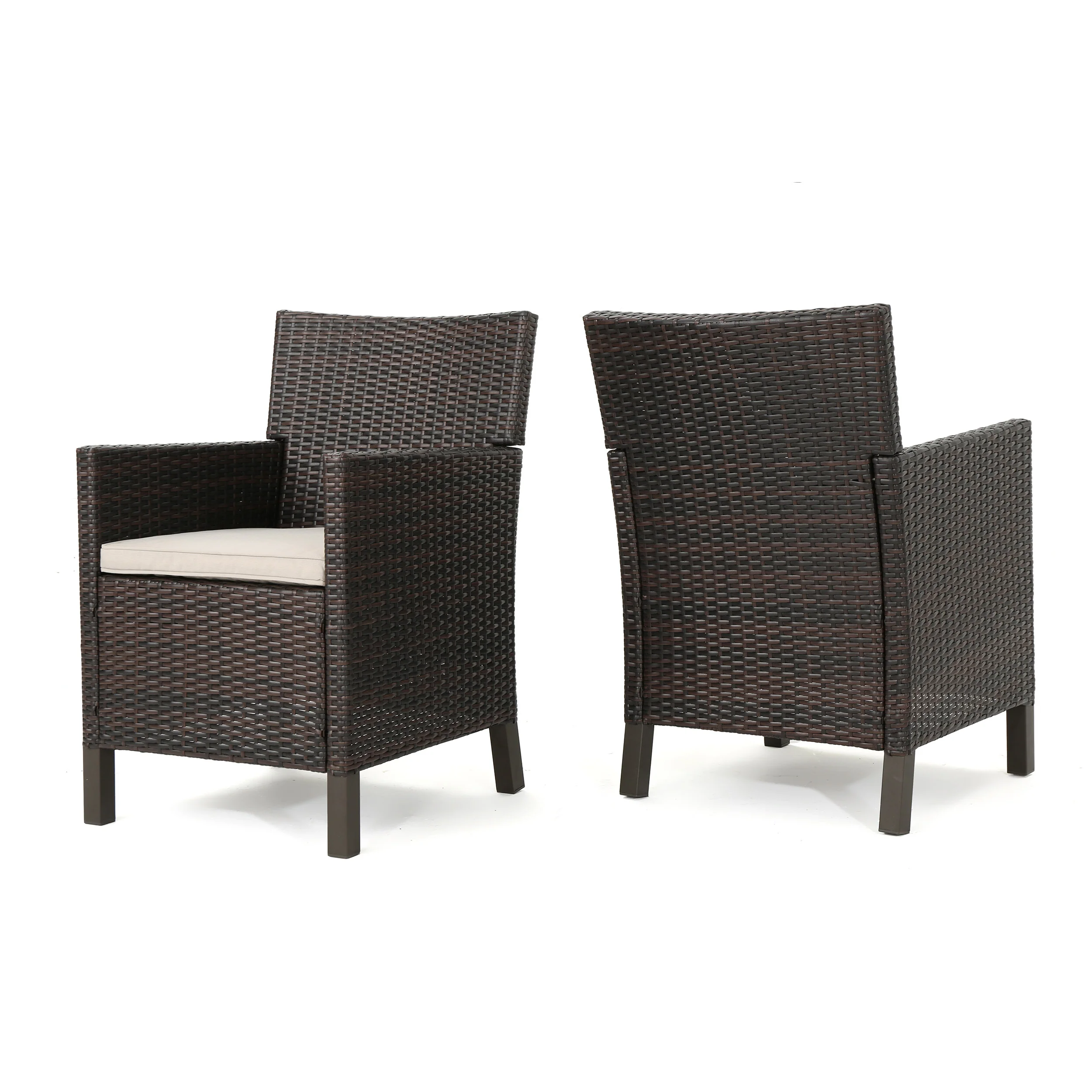 Cyrus Outdoor Wicker Dining Chairs with Water Resistant Cushions (Set of 2) - furnishings