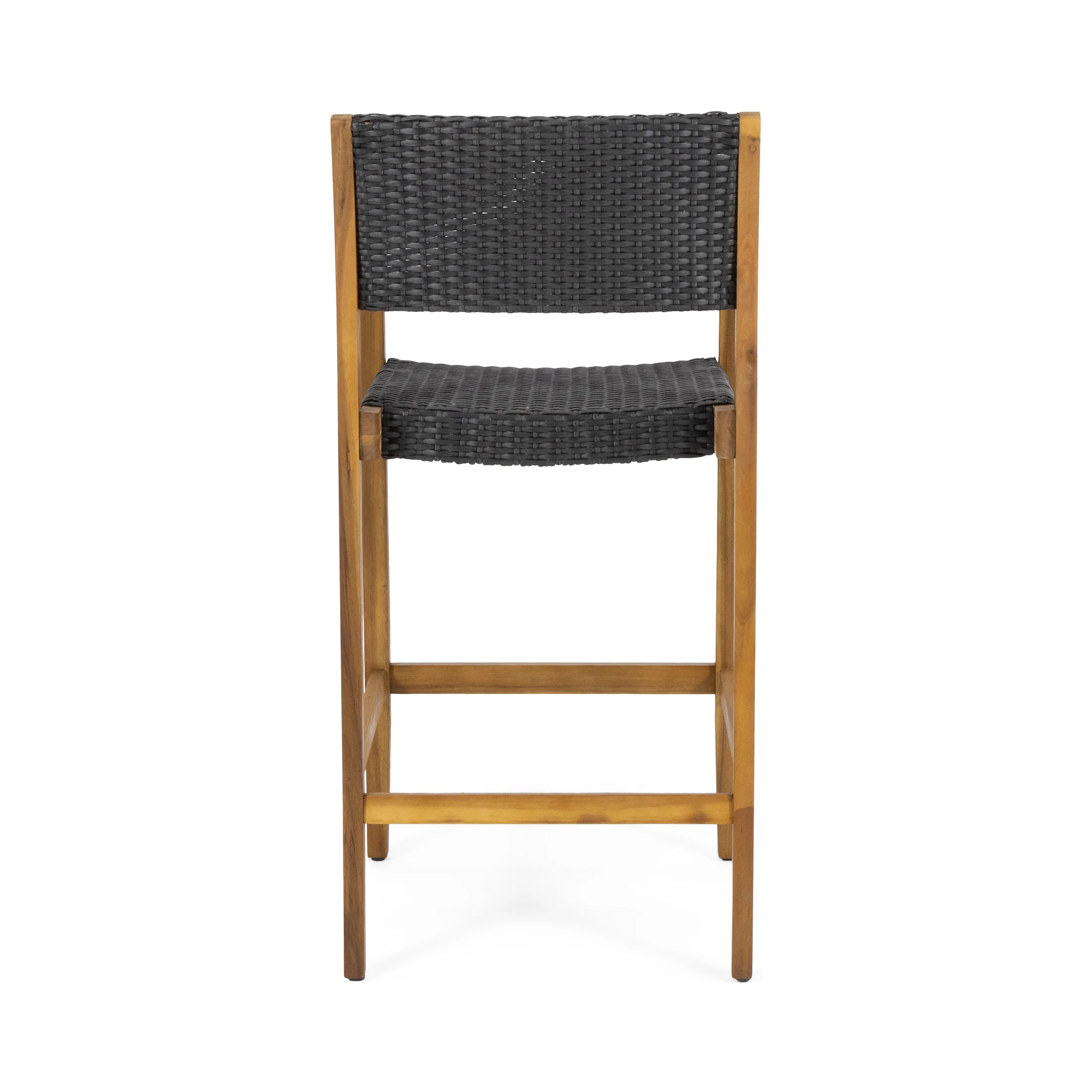 Eliani Outdoor Acacia Wood Barstools with Wicker (Set of 2) - furnishings