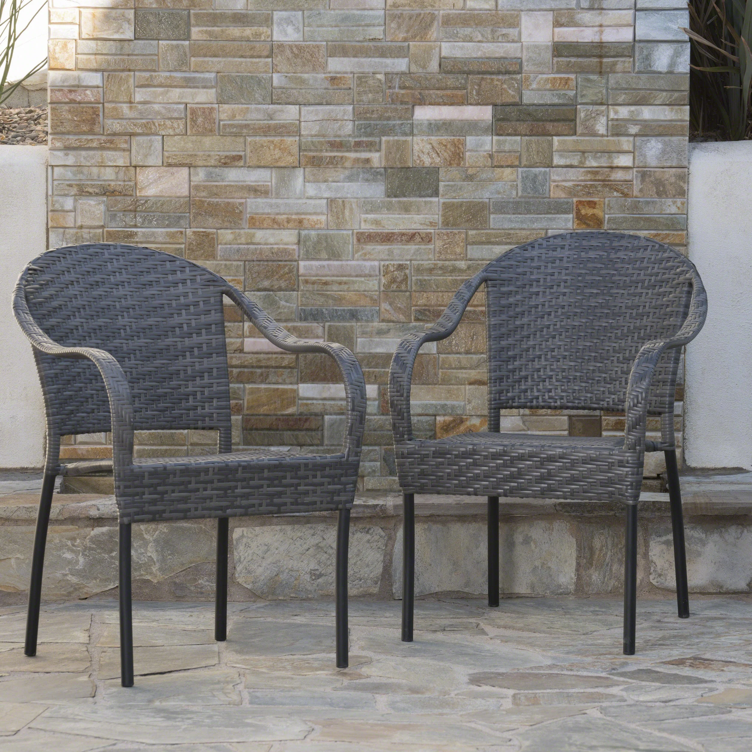 Livingston Outdoor Grey Wicker Chair (Set of 2) - furnishings