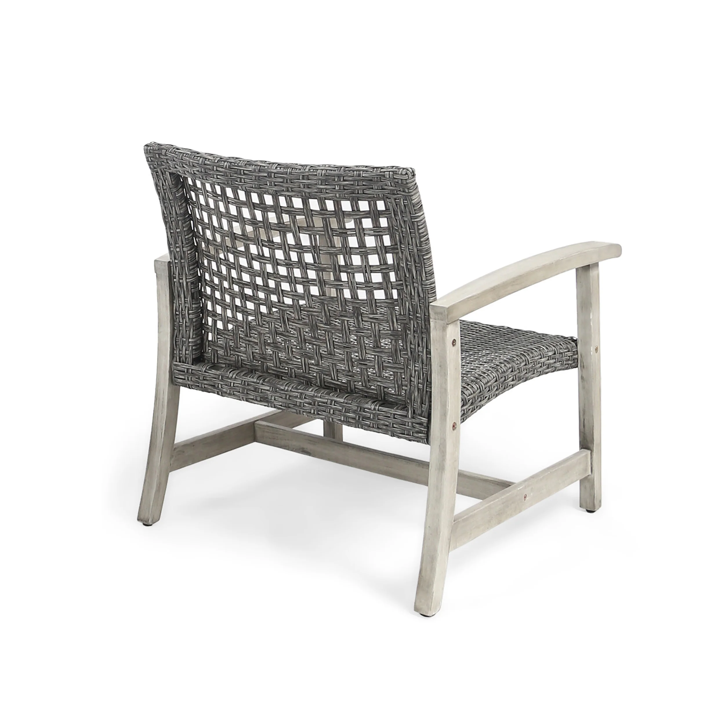 Savannah Outdoor 5 Piece Wood and Wicker Club Chair and Ottoman Set - furnishings