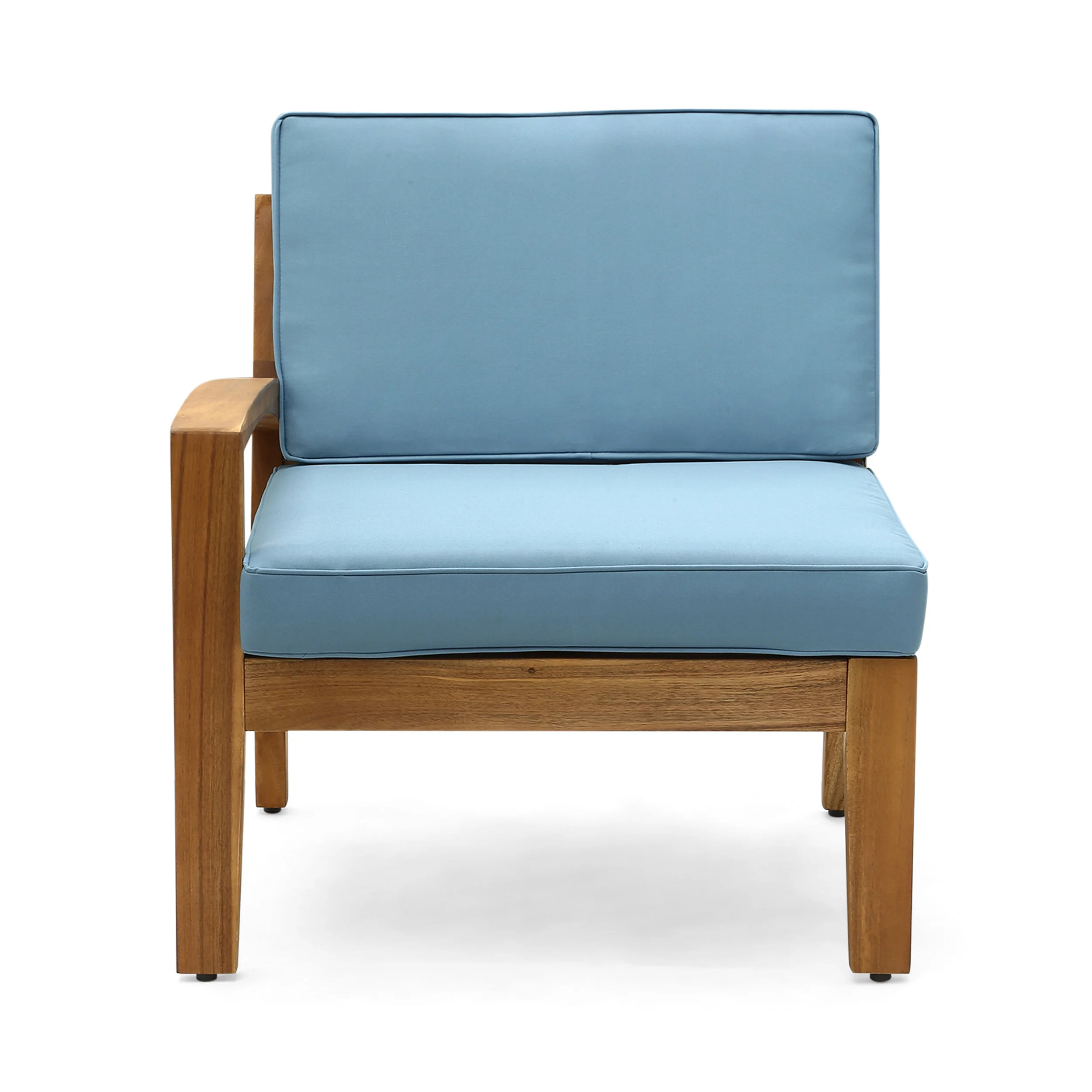 Giselle Outdoor Acacia Wood 6 Seater Sectional Sofa and Club Chair Set with Coffee Table - furnishings
