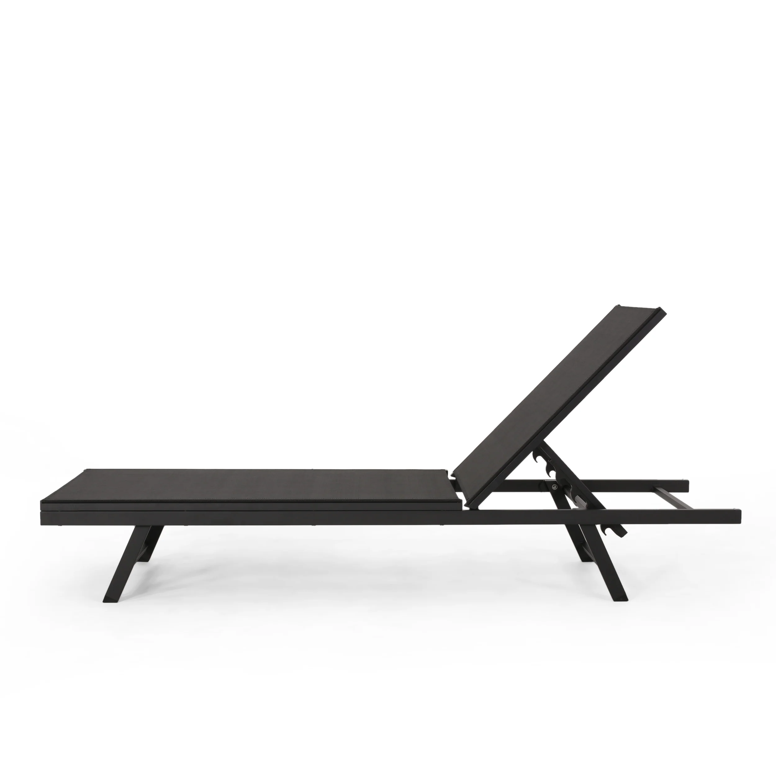 Simon Outdoor Aluminum Chaise Lounge Set with C-Shaped End Table - furnishings