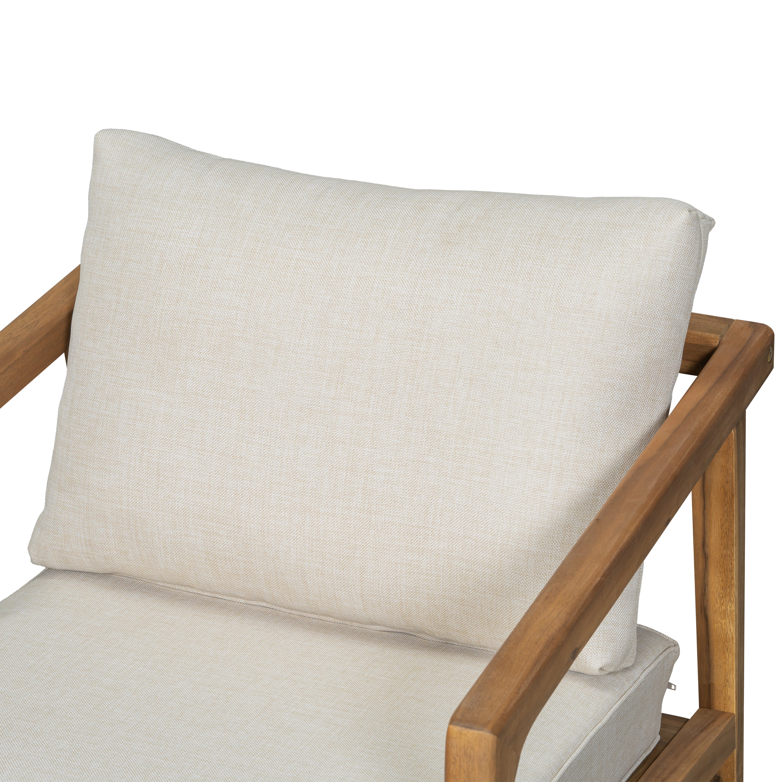 Lyraa Indoor & Outdoor Club Chairs with Beige Cushions, Acacia Wood, Teak, Set of 2 - furnishings