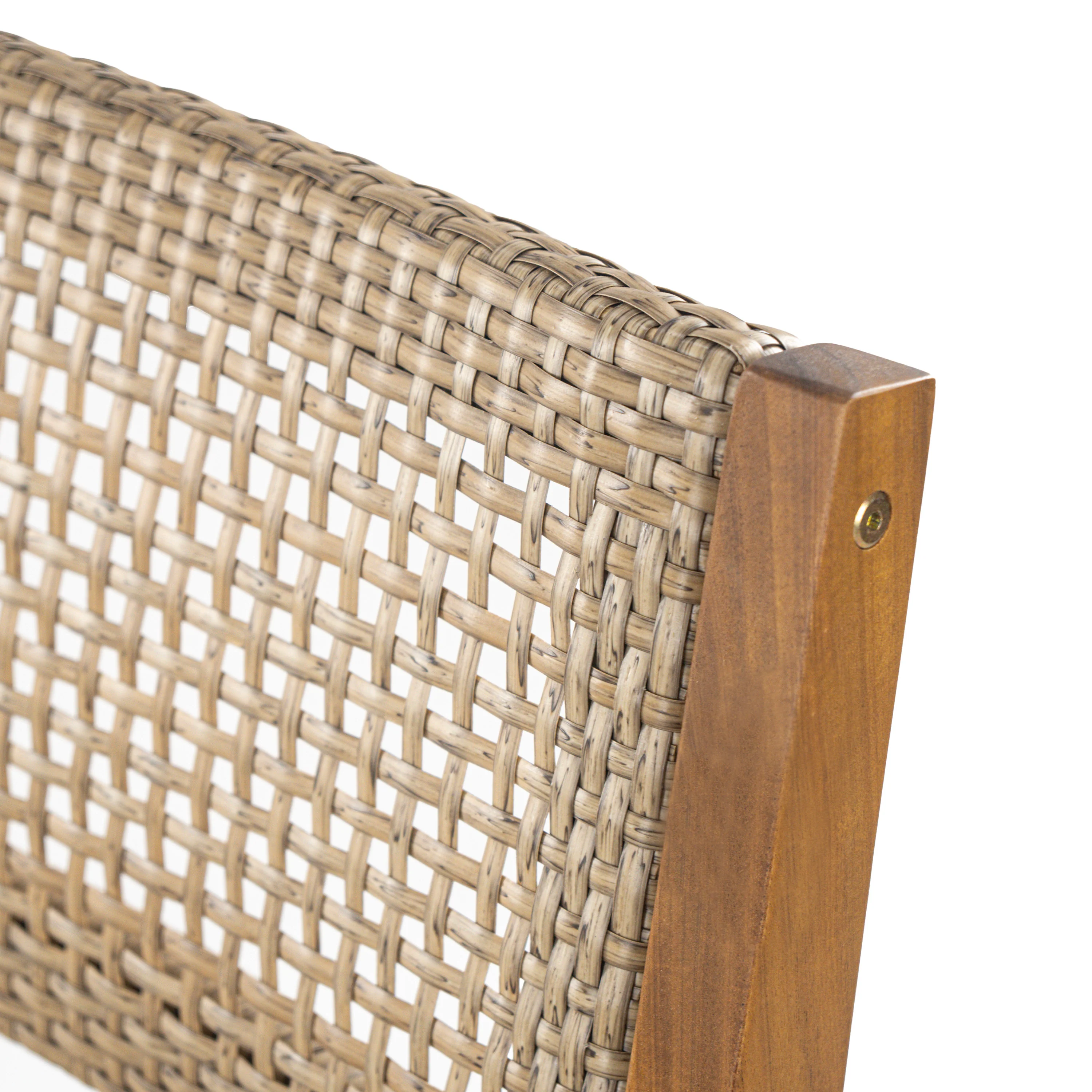 Summerlyn Patio Acacia Wood Dining Chairs, PE Wicker, Set of 2 - furnishings