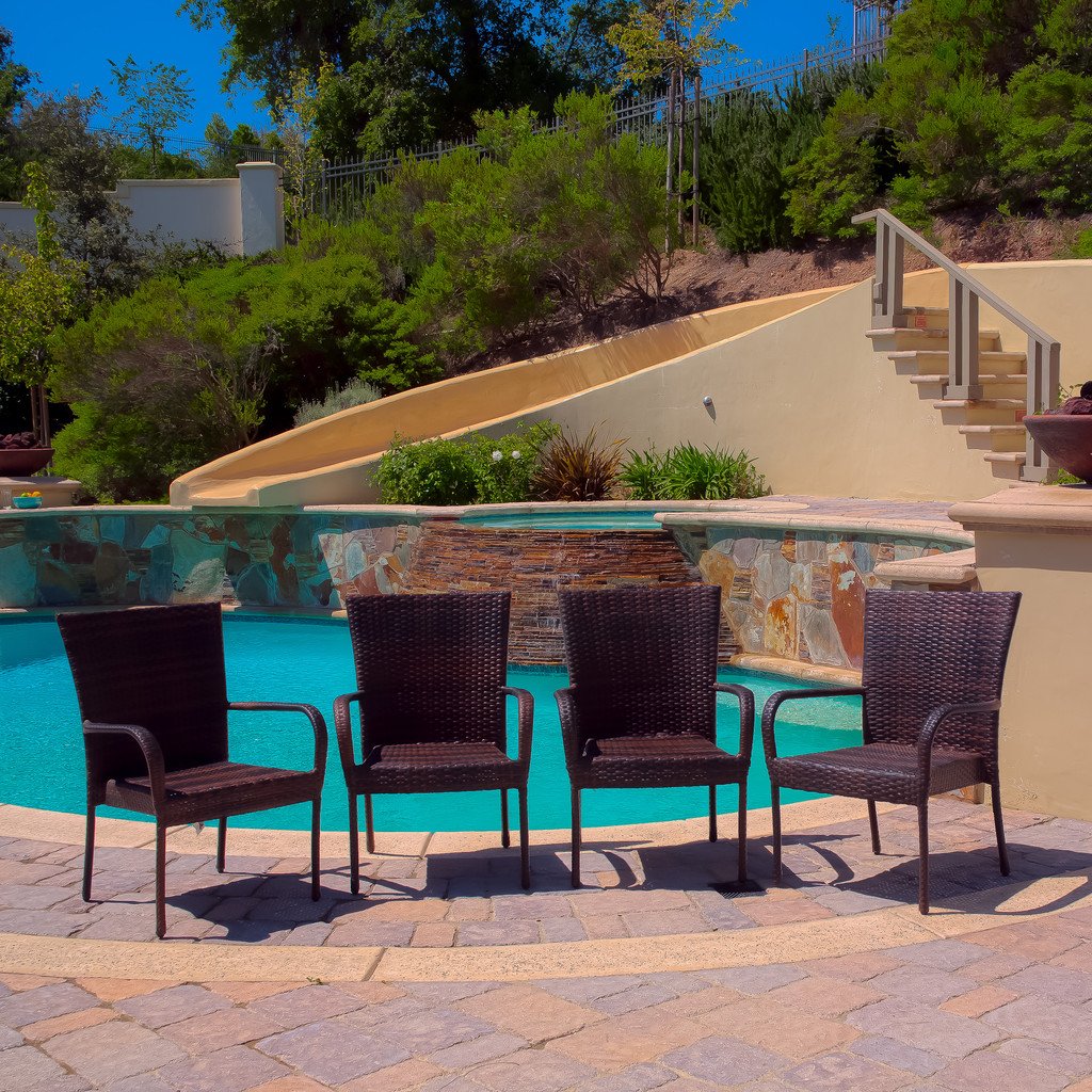 Ferndale Outdoor Contemporary Wicker Stacking Chairs - furnishings