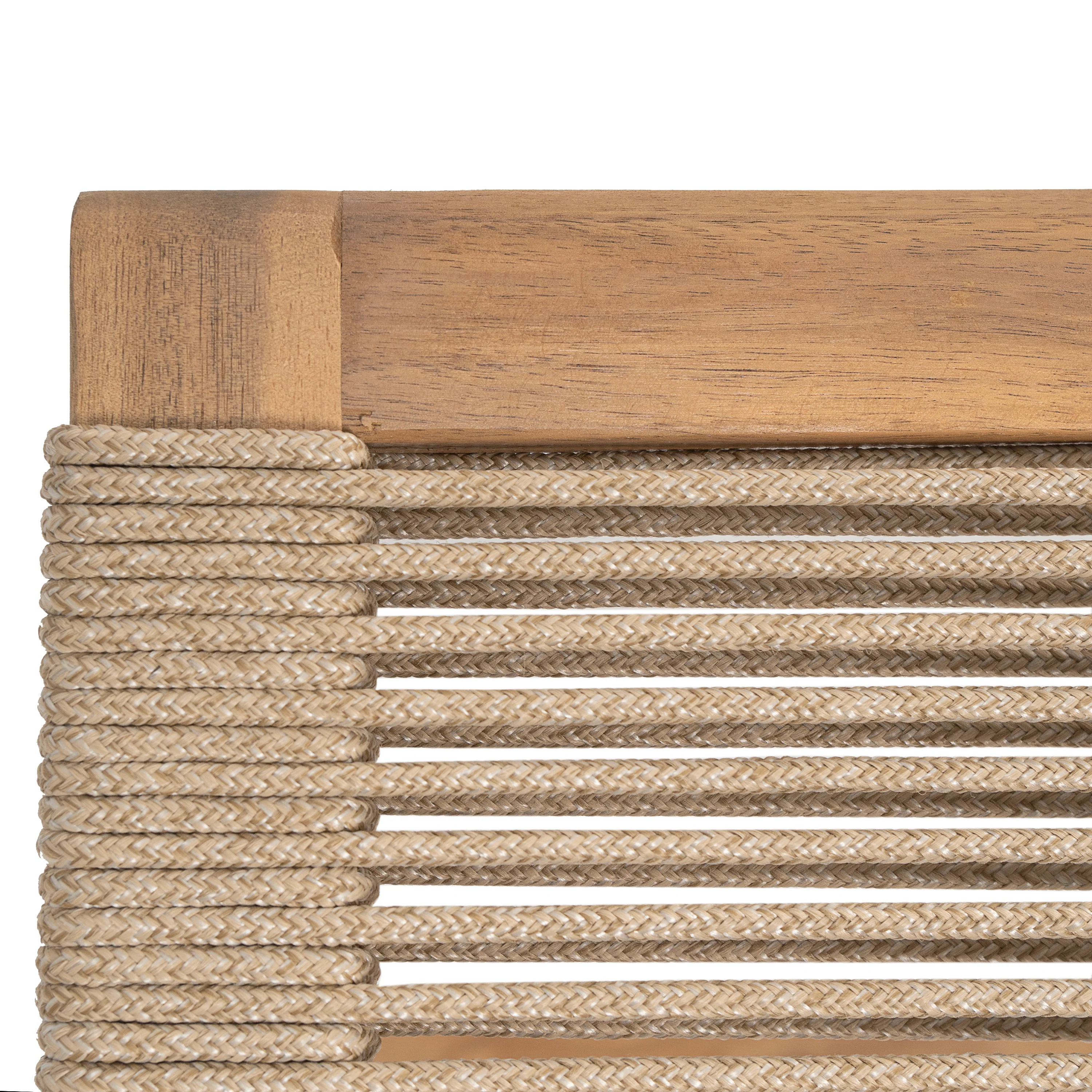 Catalia Outdoor Patio Braided Rope Acacia Wood Rope Chaise Lounge - furnishings