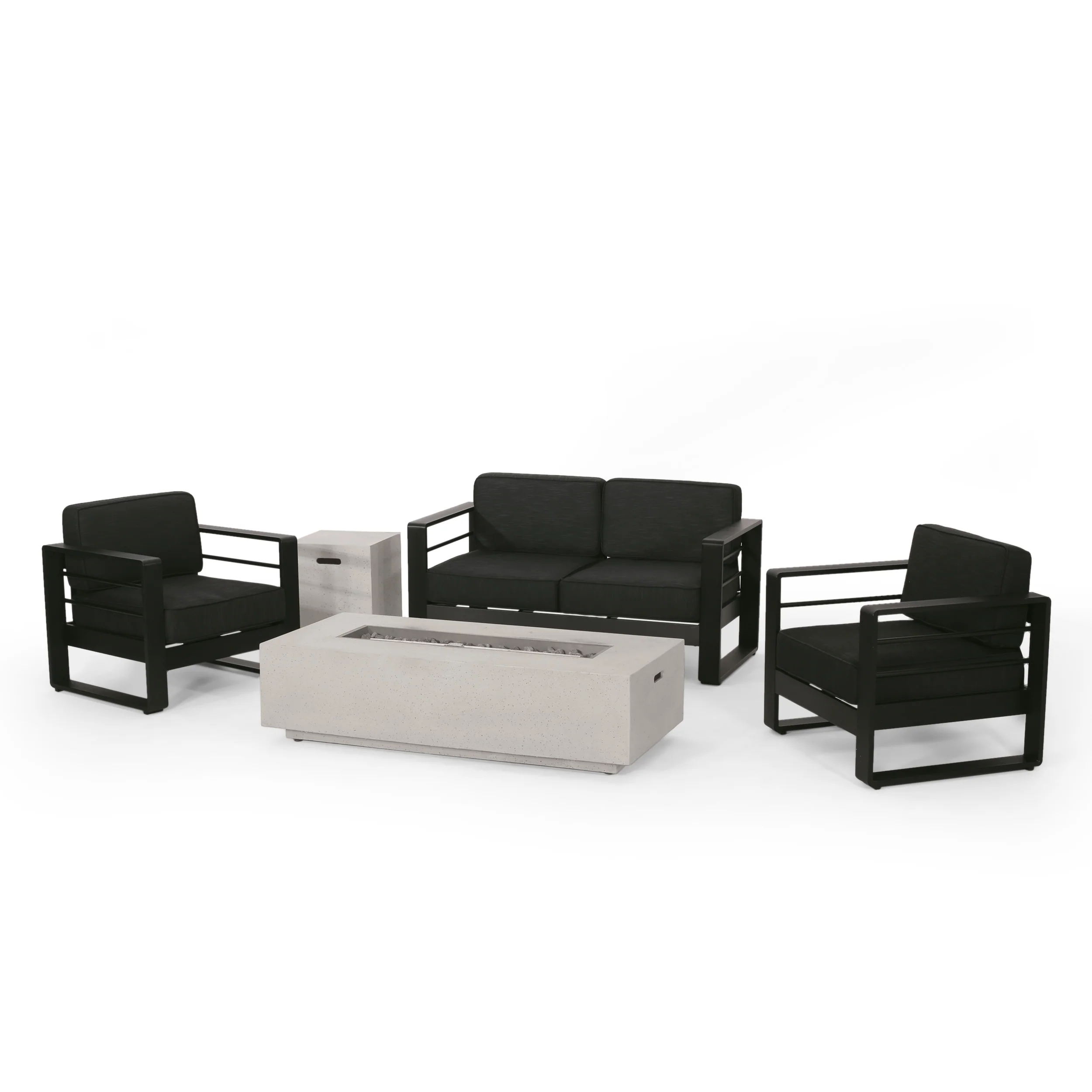 Gadd Outdoor Aluminum 4 Seater Chat Set with Fire Pit - furnishings