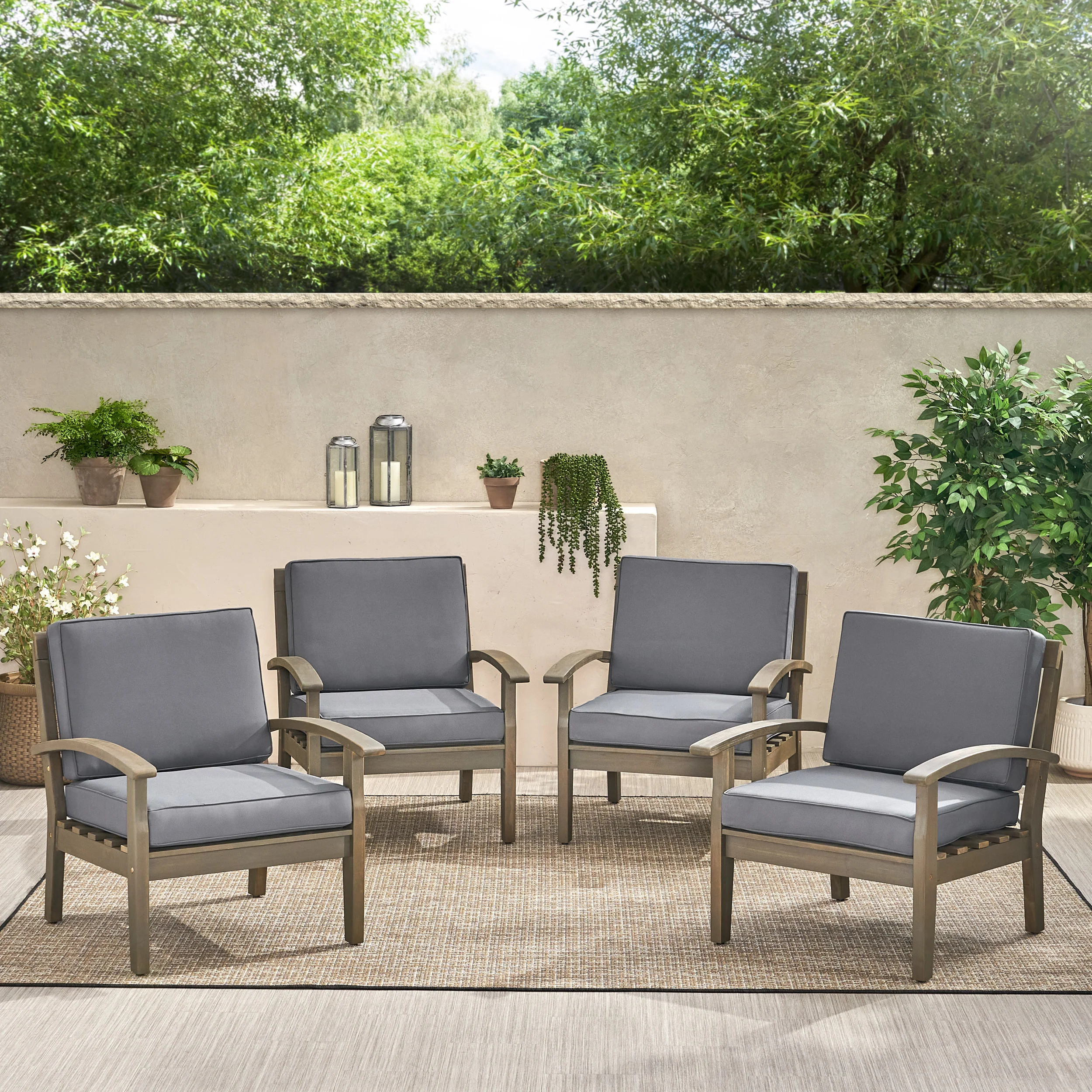 Keanu Outdoor Wooden Club Chairs (Set of 4) - furnishings