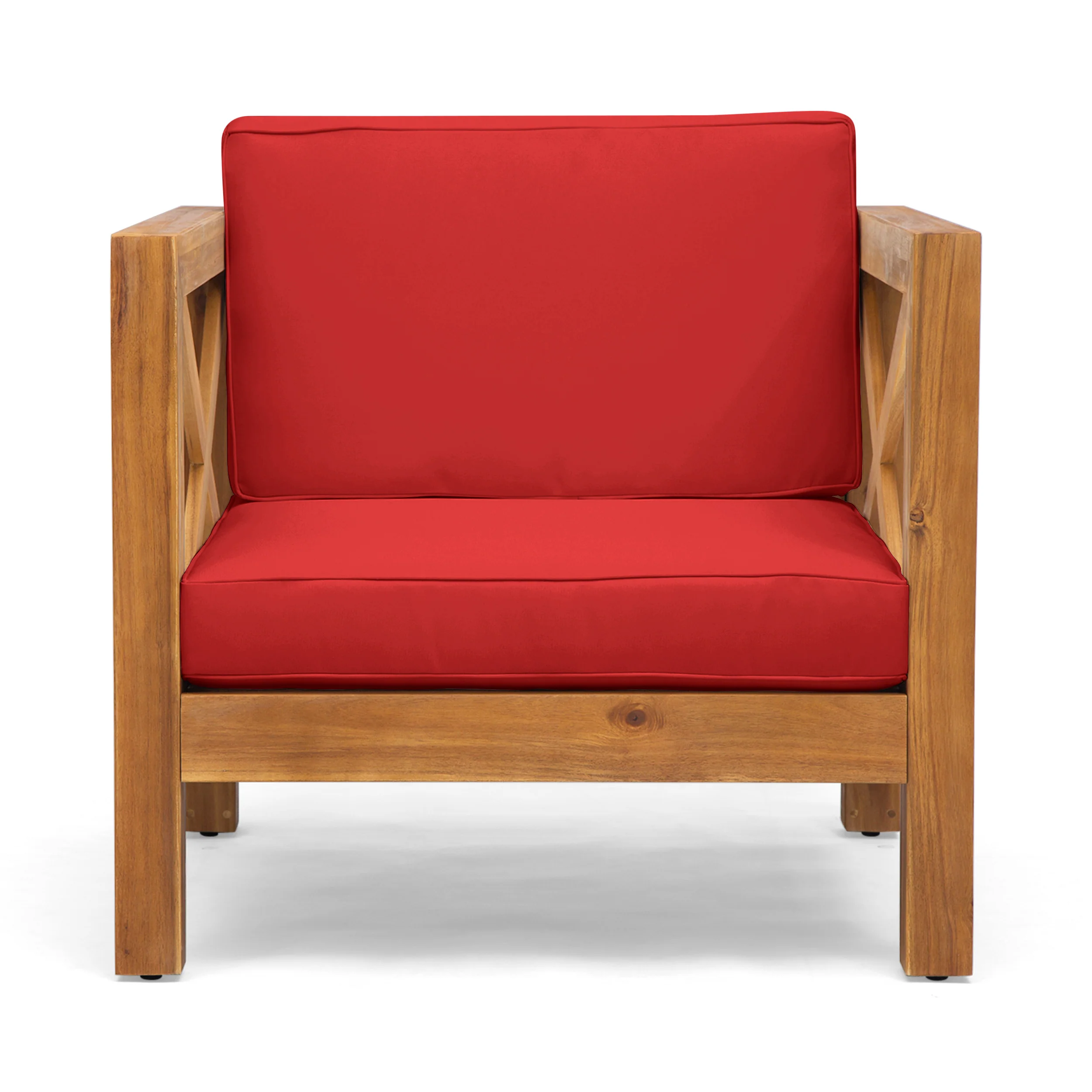 Indira Outdoor Acacia Wood Club Chair with Cushion - furnishings