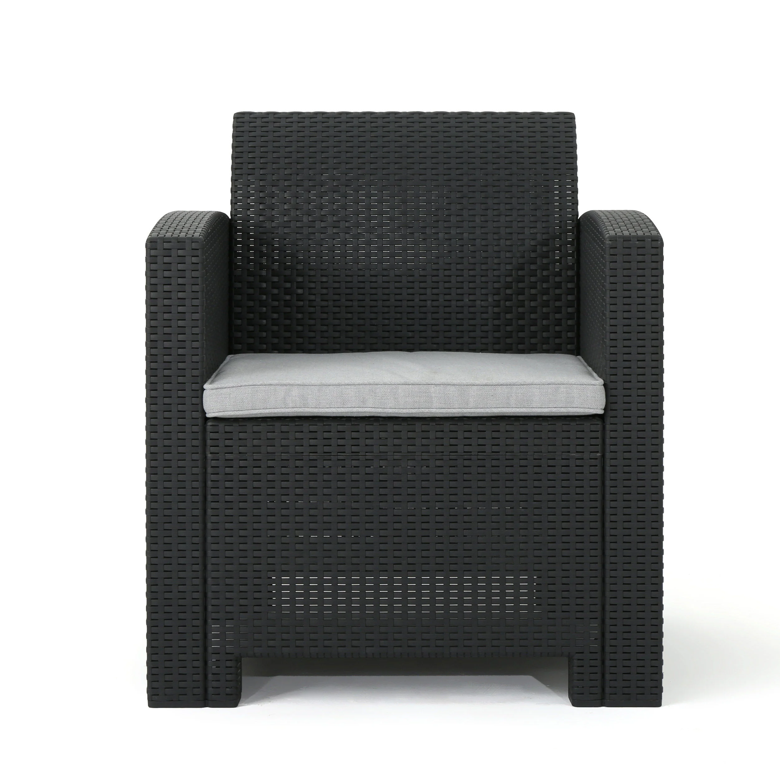Ollie Outdoor 4-Seater Wicker Print Club Chair Chat Set with Fire Pit - furnishings