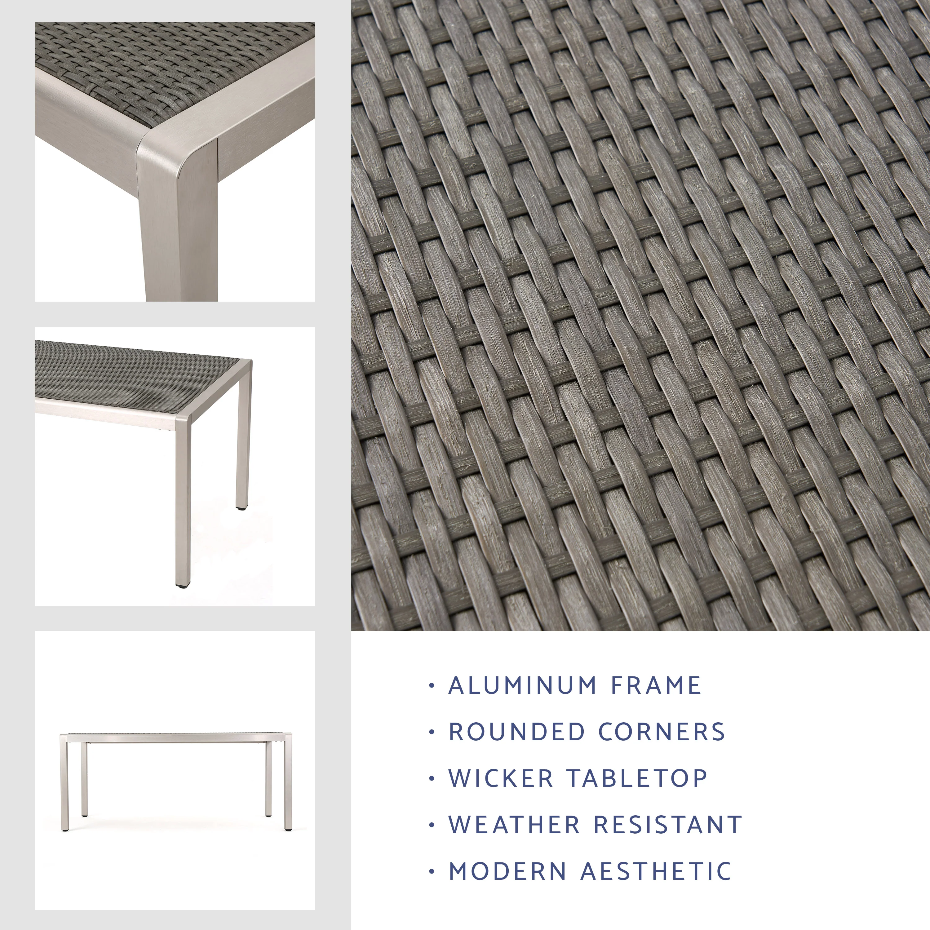 Coral Bay Outdoor Aluminum Dining Table w/ Wicker Top - furnbro