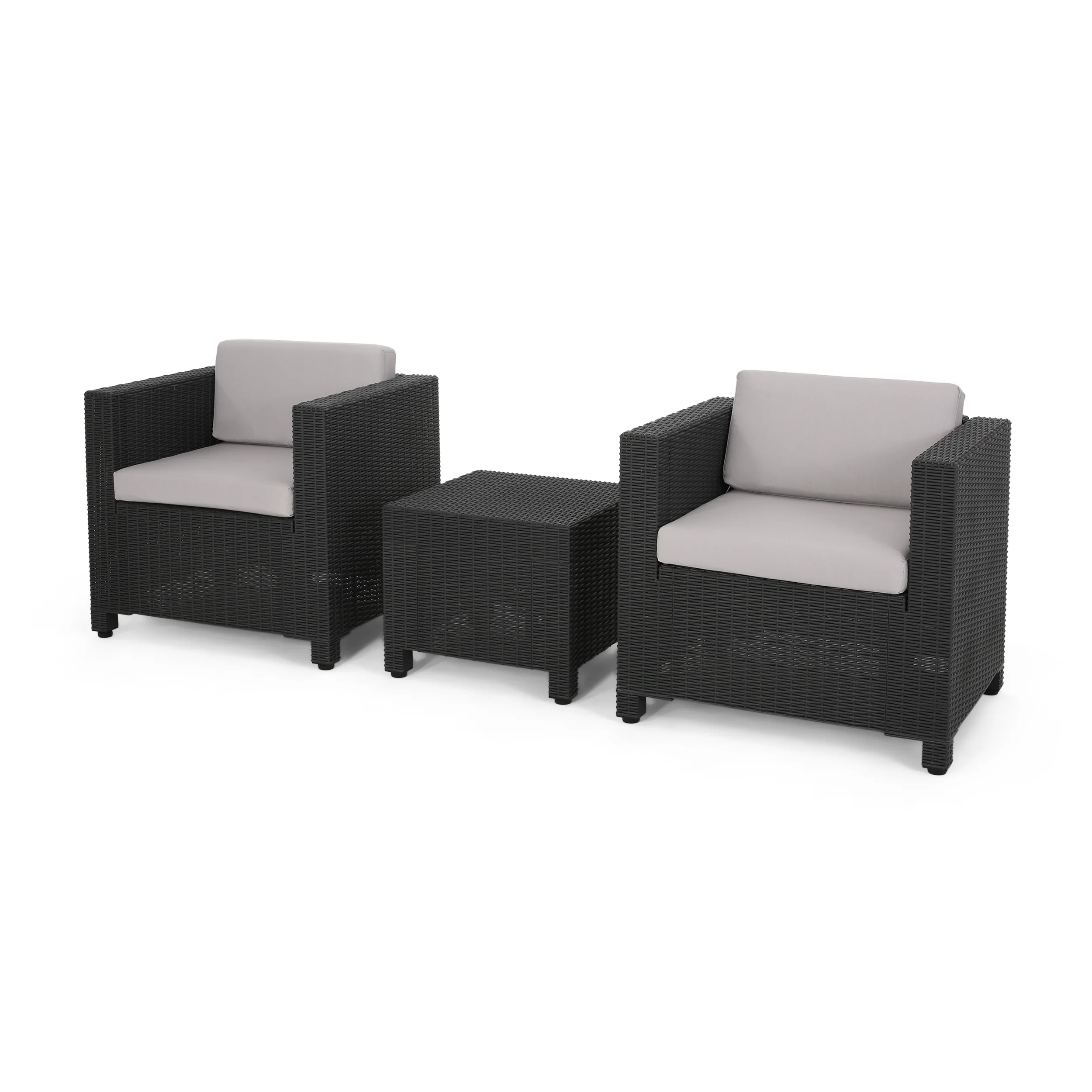 Riley Outdoor Wicker Print 2 Seater Chat Set with Side Table - furnishings
