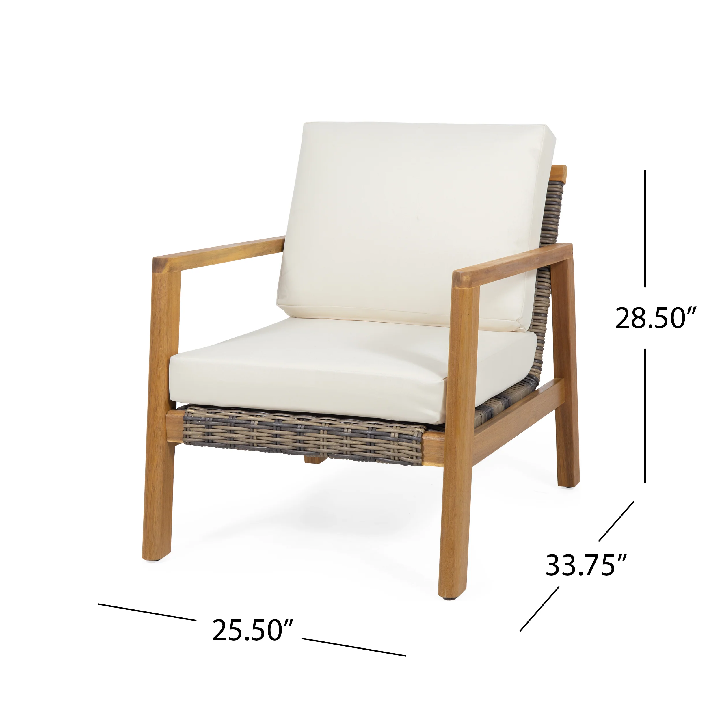 Kedan Outdoor Acacia Wood and Wicker Club Chair - furnishings