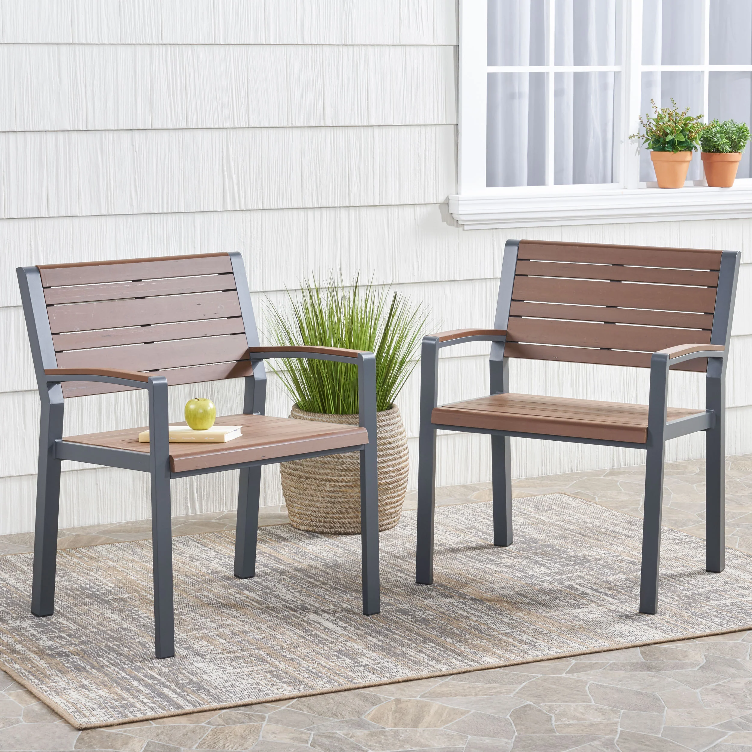 Trimble Outdoor Aluminum Chairs, Set of 2 - furnishings